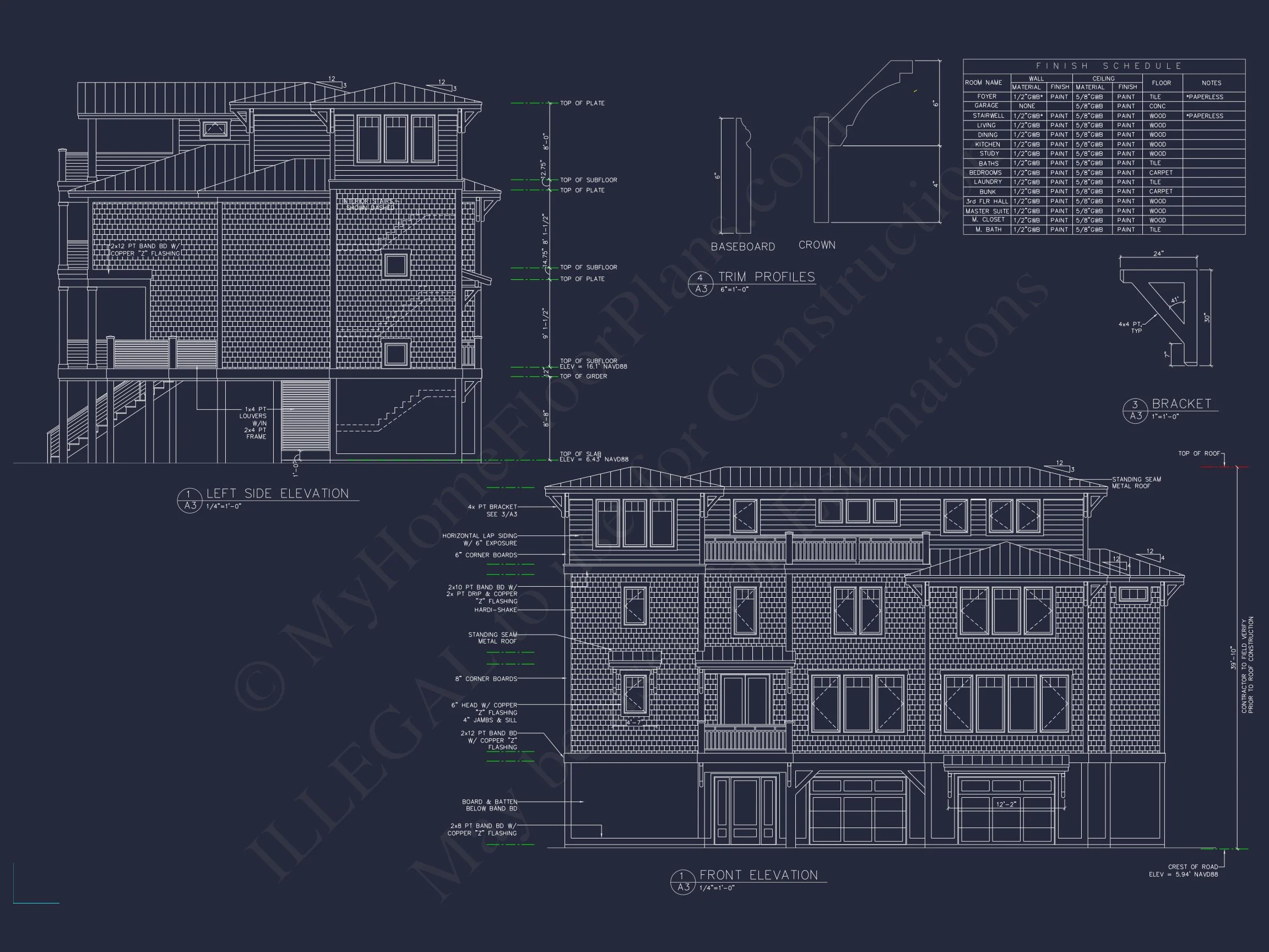 14-2148 HOUSE PLAN - Coastal 4-Story House Floor Plan: 4 Bed, 4 Bath, CAD 2 Coastal 4-Story house Floor Plan: 4 Bed, 4 Bath, CAD