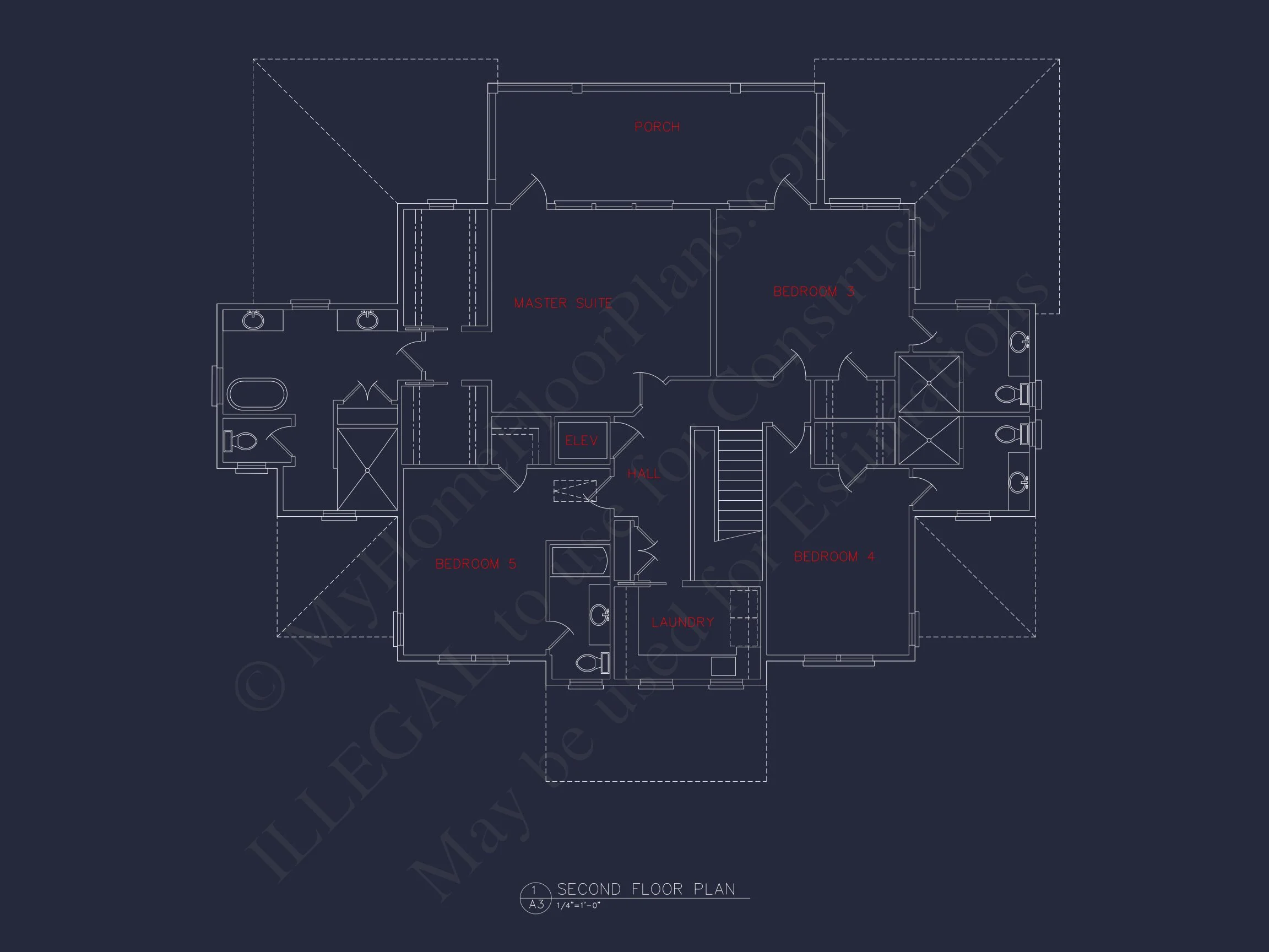14-2147 HOUSE PLAN - Coastal 2.5-Story House Plan: 5-Bed, 4-Bath, CAD Blueprint 7 Coastal 2.5-Story house Plan: 5-Bed, 4-Bath, CAD Blueprint