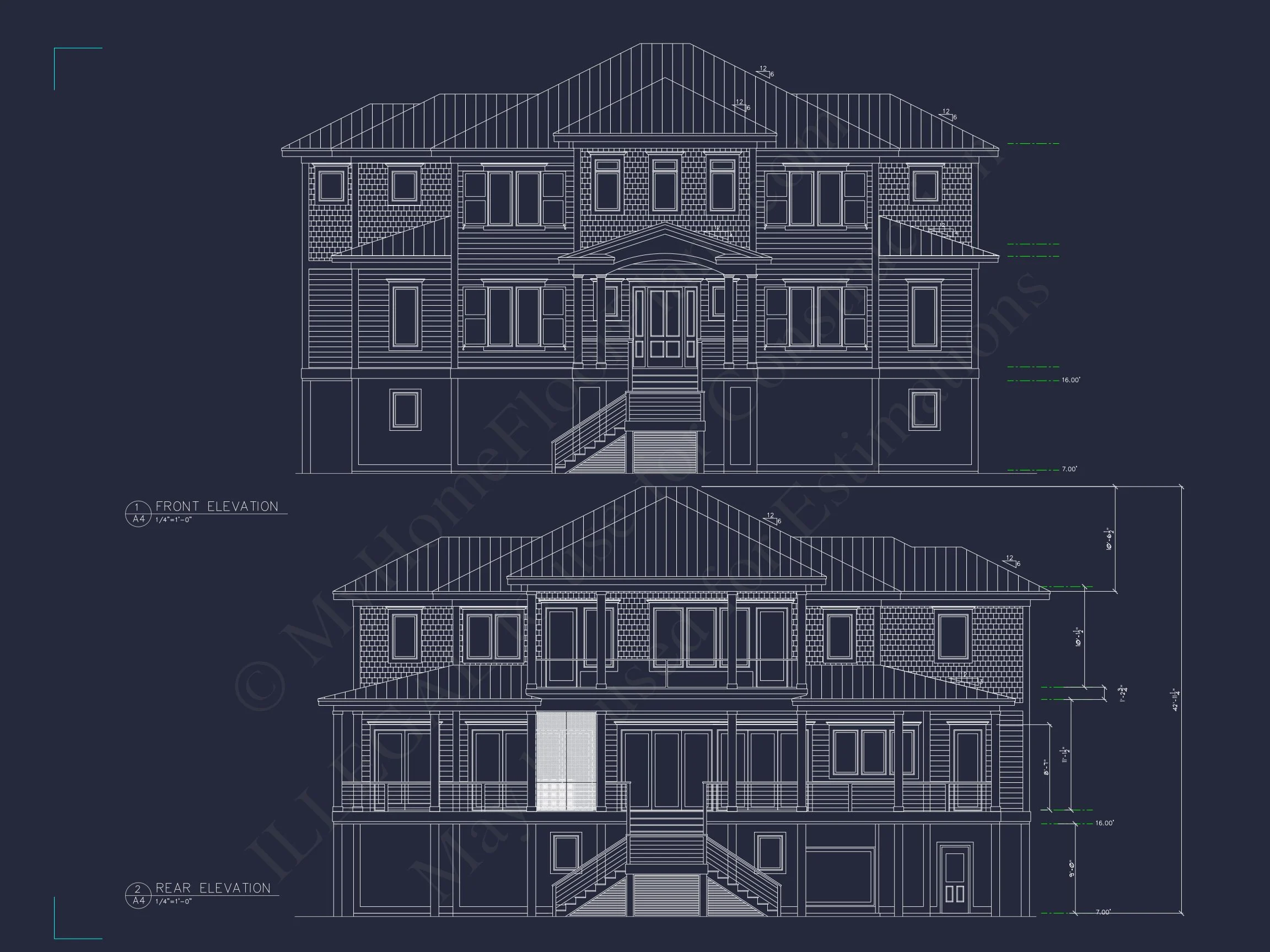 14-2147 HOUSE PLAN - Coastal 2.5-Story House Plan: 5-Bed, 4-Bath, CAD Blueprint 2 Coastal 2.5-Story house Plan: 5-Bed, 4-Bath, CAD Blueprint
