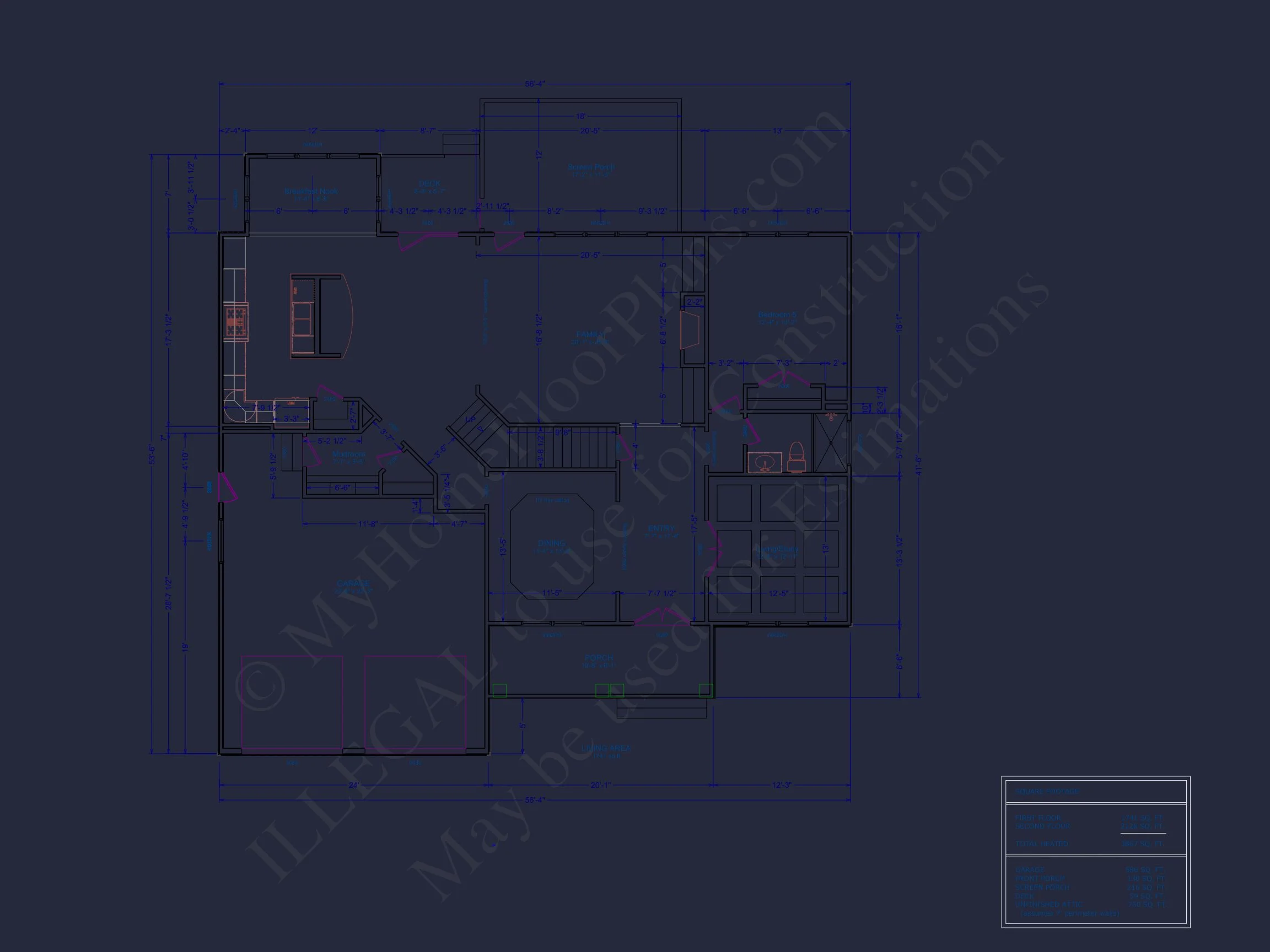 11-1749 HOUSE PLAN - Spacious House Plan with 5 Bedrooms, CAD Blueprint Designs 8 Spacious house Plan with 5 Bedrooms, CAD Blueprint Designs