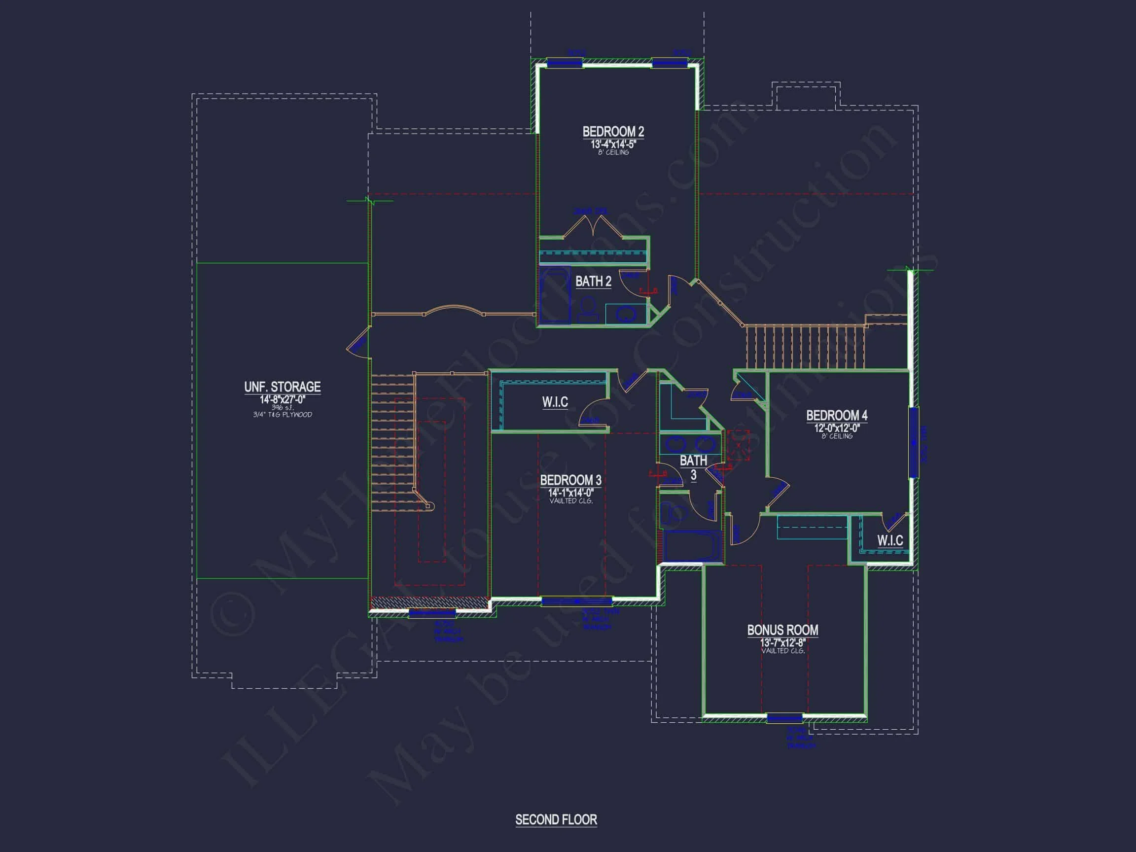 11-1041 HOUSE PLAN - Traditional 4-Bedroom House Plan | 2-Story CAD Blueprint Designs 7 Traditional 4-Bedroom house Plan