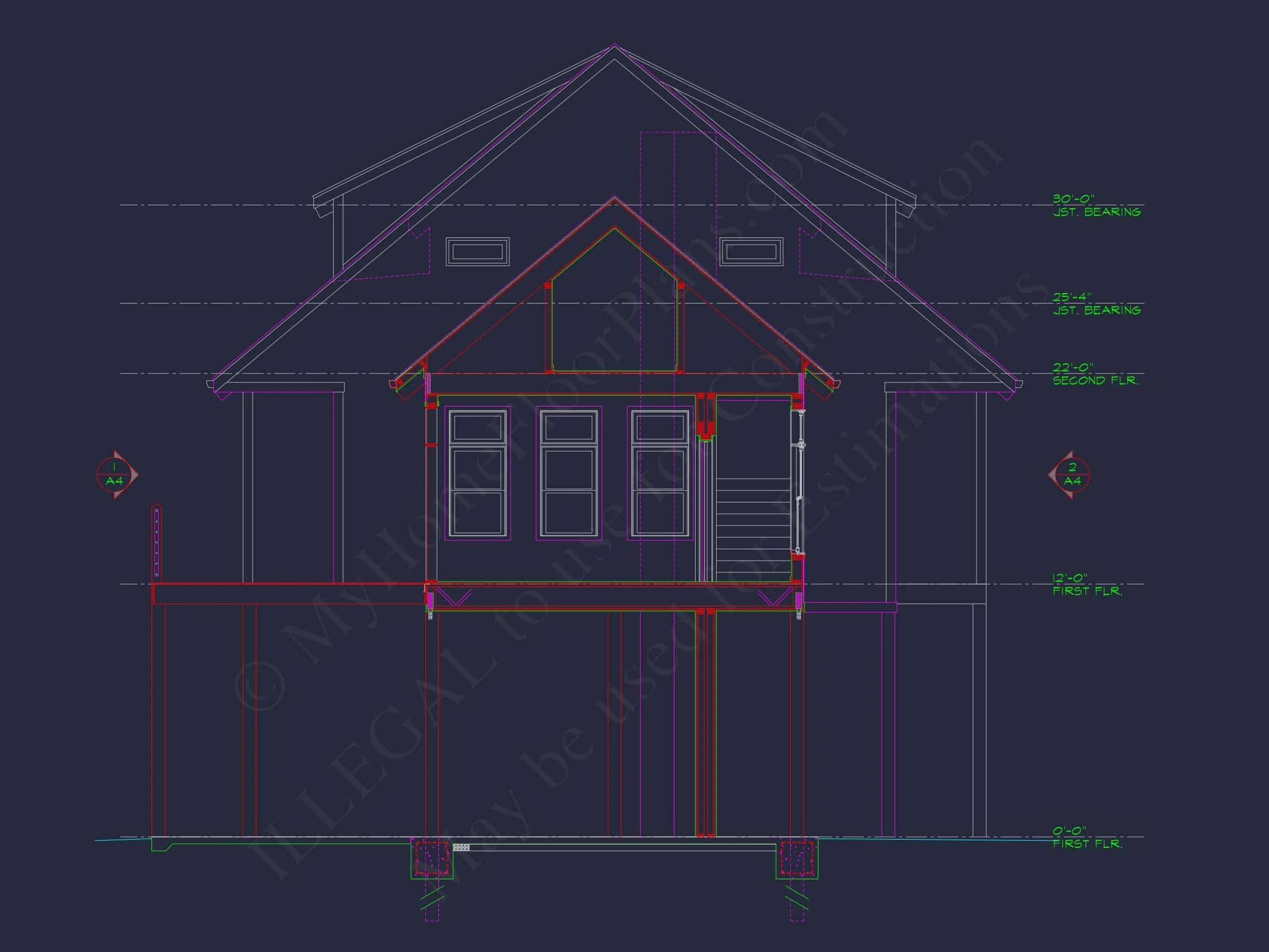 9-1657 HOUSE PLAN - Beach House Plan 4452 Sq Ft | 4 Bed | 4 Bath | 3 Story Blueprint 8 3 Story Blueprint