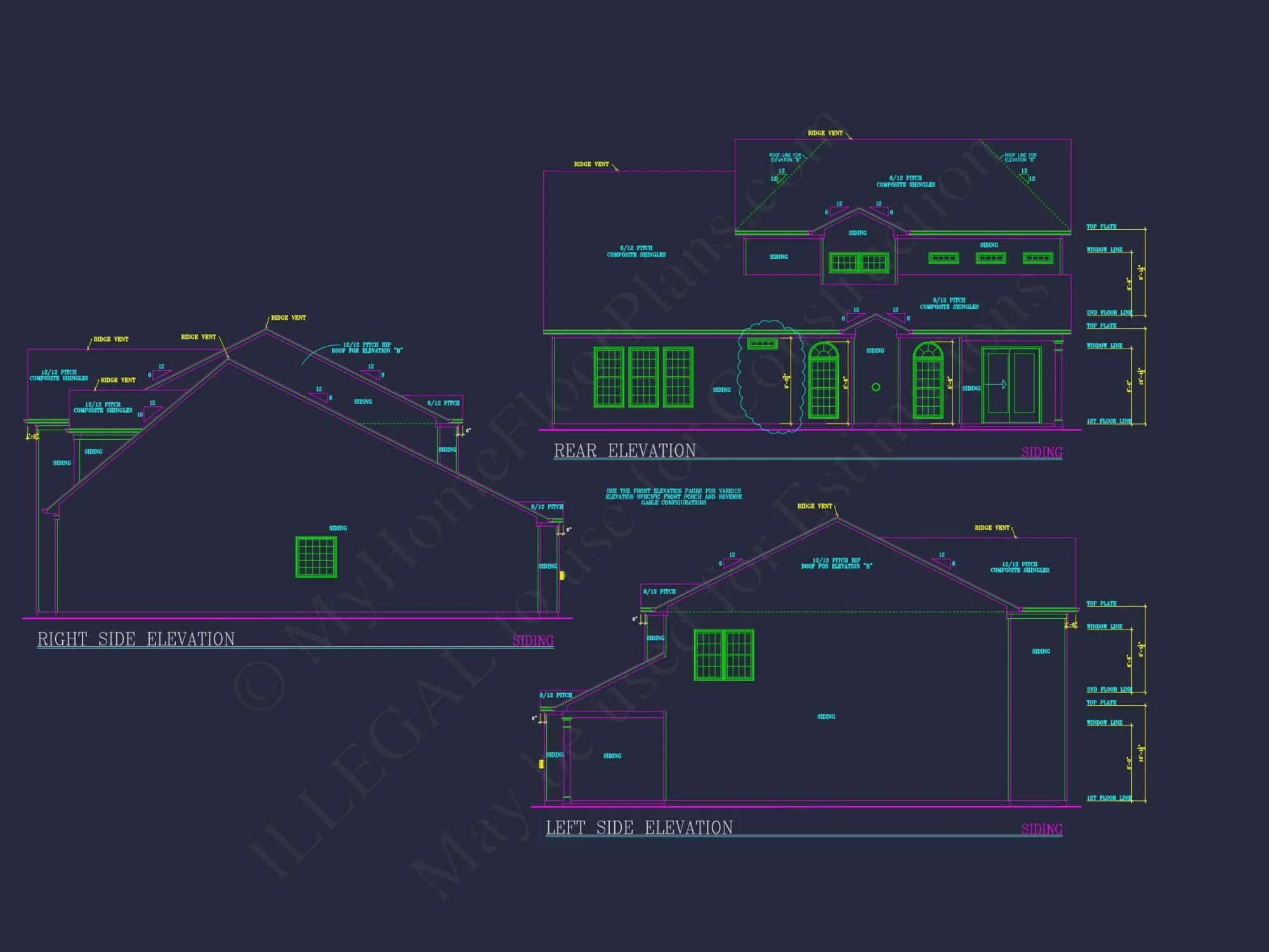 Elegant house Plan: Detailed Blueprints, CAD Designs & Floor Plans