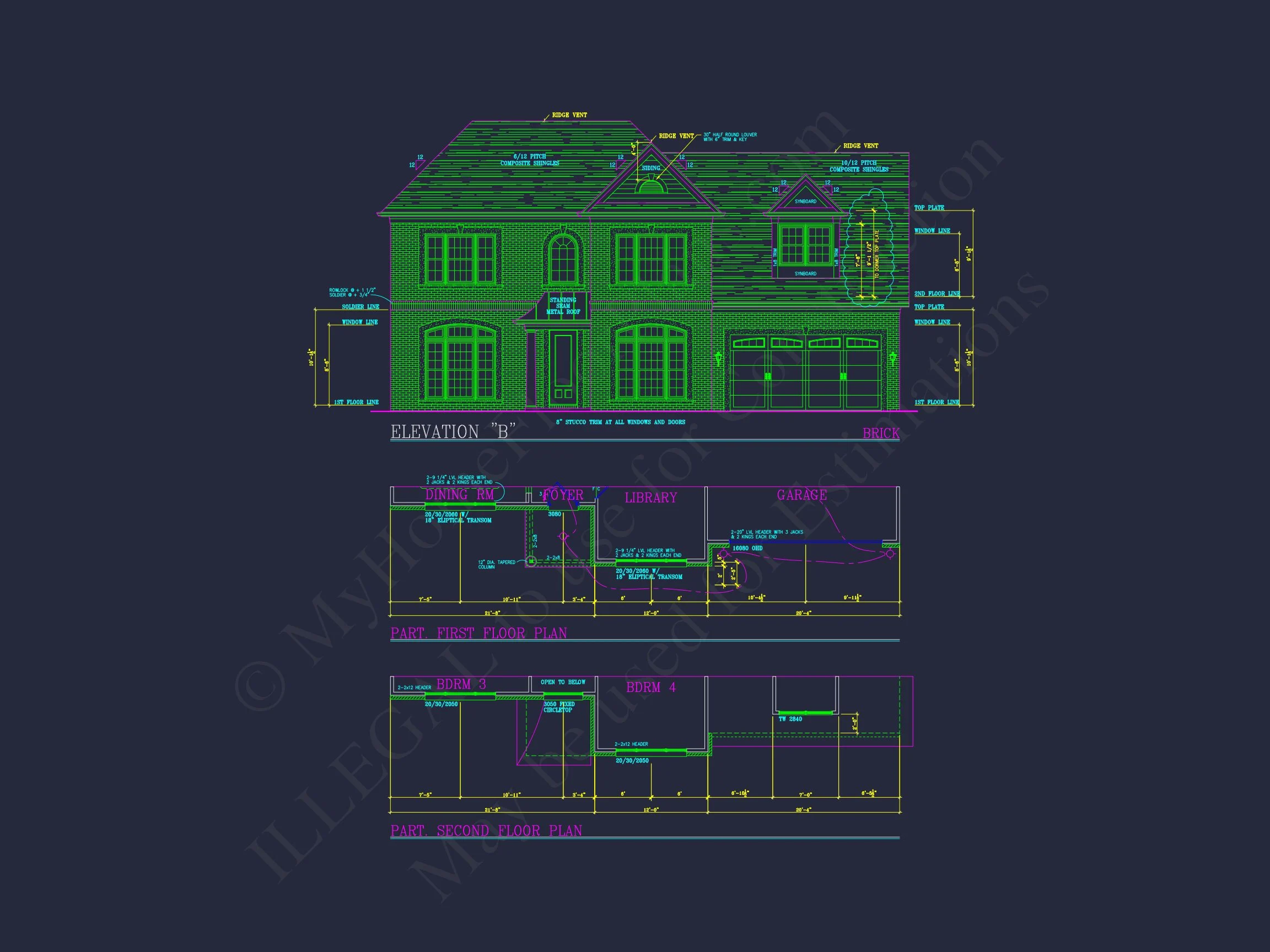 8-1523 HOUSE PLAN - Elegant House Plan: Detailed Blueprints, CAD Designs & Floor Plans 3 Elegant house Plan: Detailed Blueprints, CAD Designs & Floor Plans