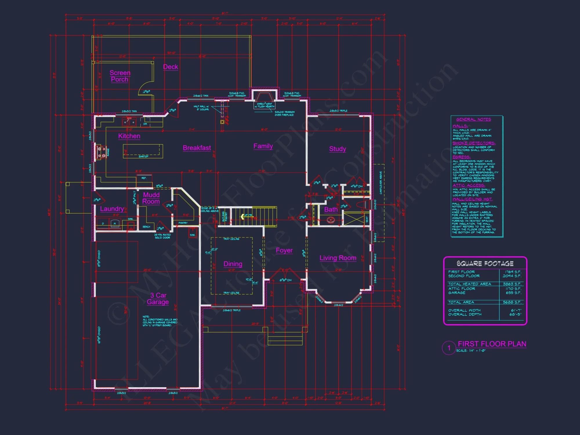 Colonial Revival house Plan: 3D Blueprint for Spacious Designs