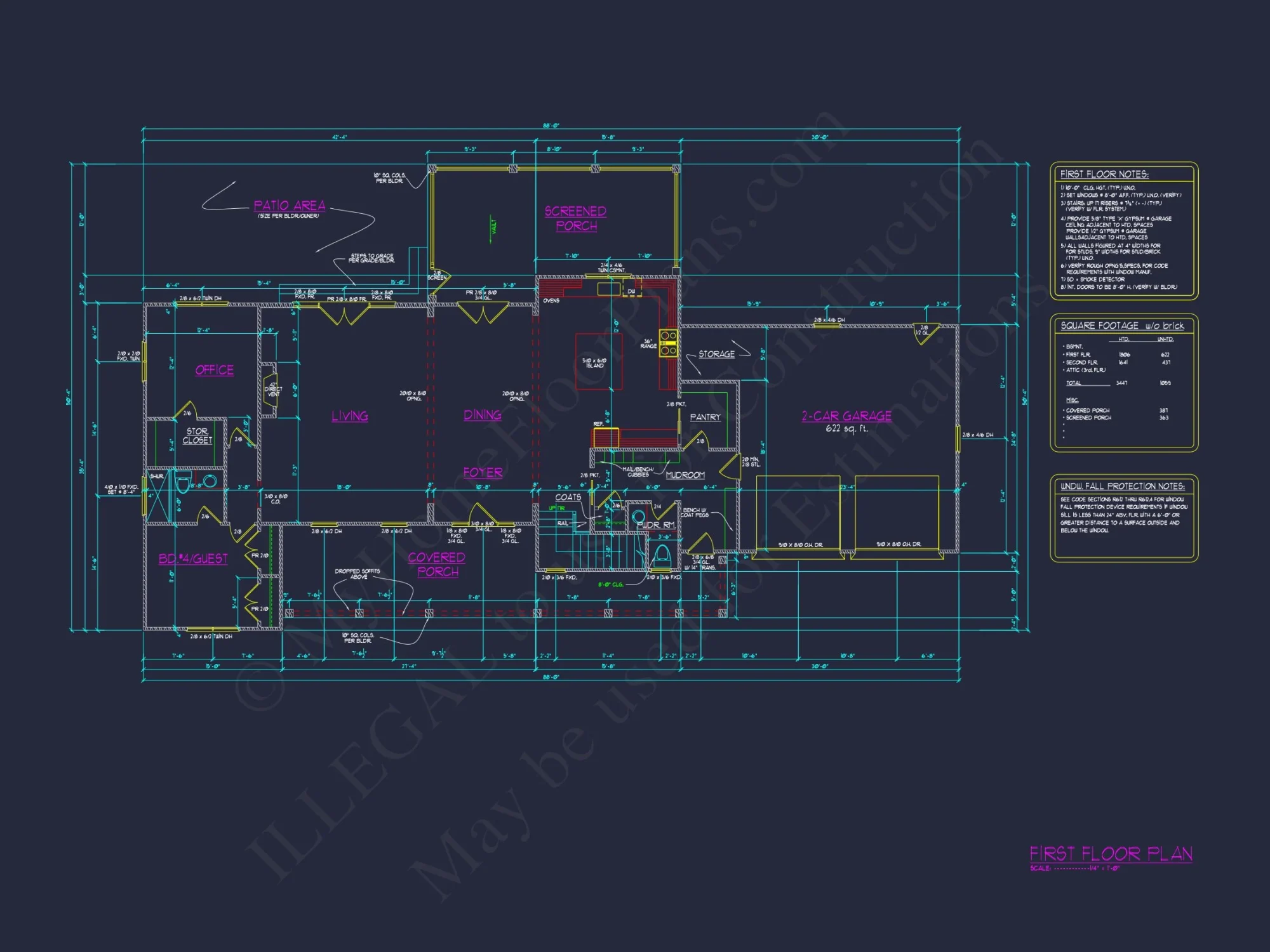 Colonial Farmhouse house Plan with CAD Designs and Floor Blueprint