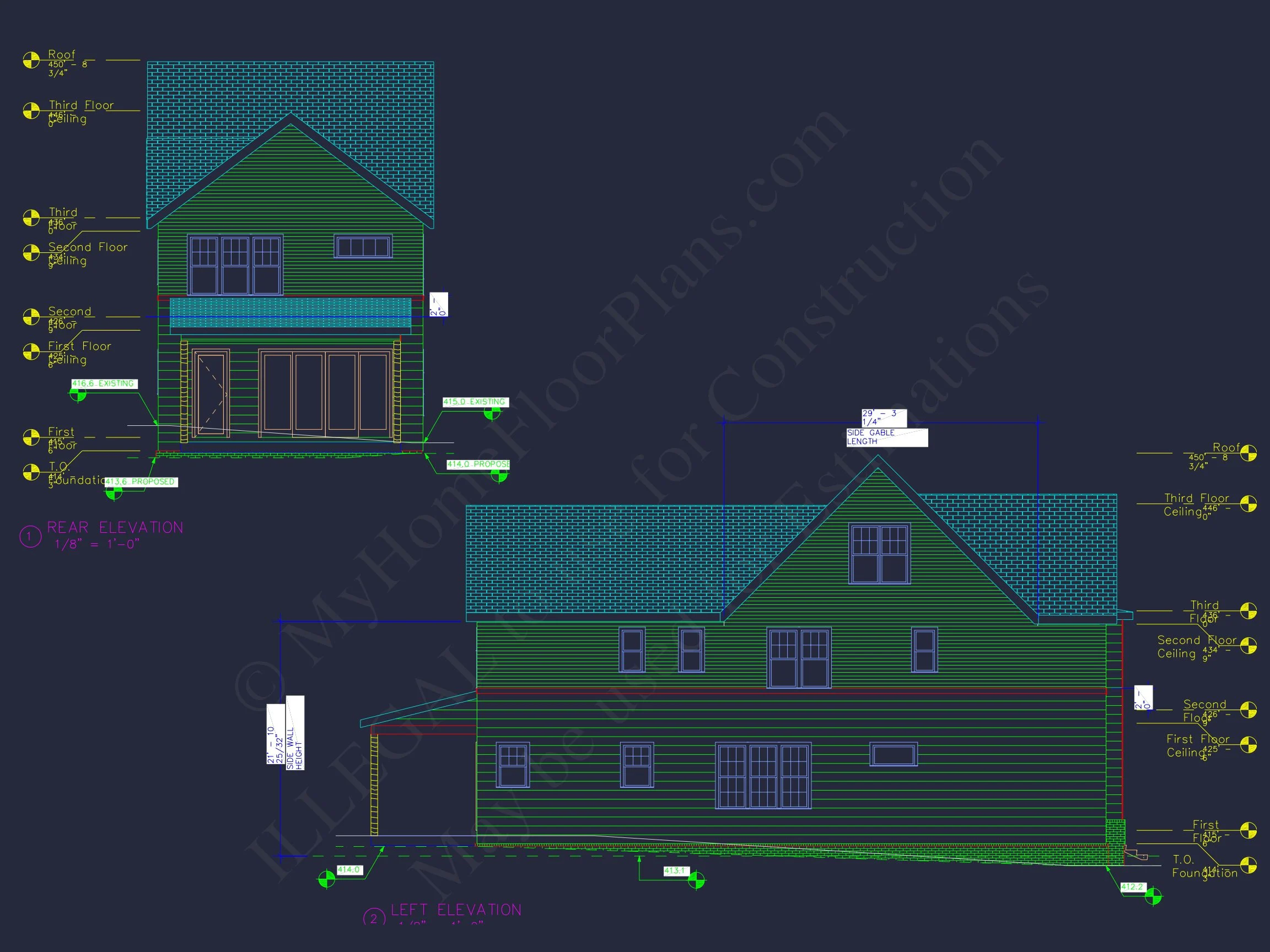 20-2095 HOUSE PLAN - Modern Craftsman House Plan with 3-Story Floor Blueprint Designs 8 Modern Craftsman house Plan with 3-Story Floor Blueprint Designs