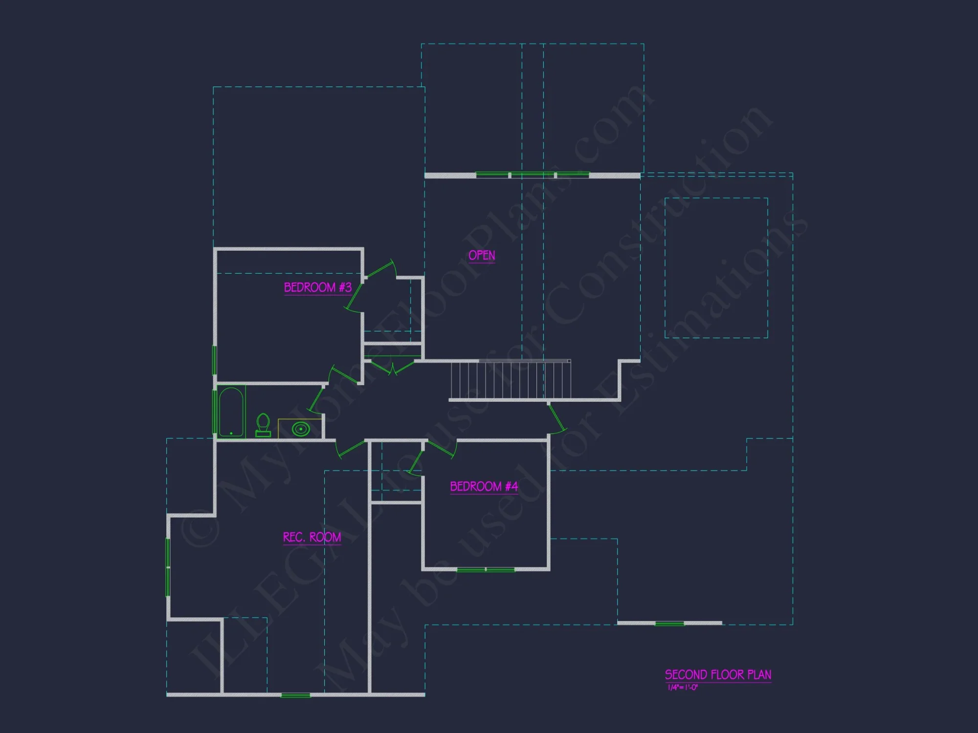 Elegant house Plan with 4 Bedrooms, CAD Designs & Blueprint Layout