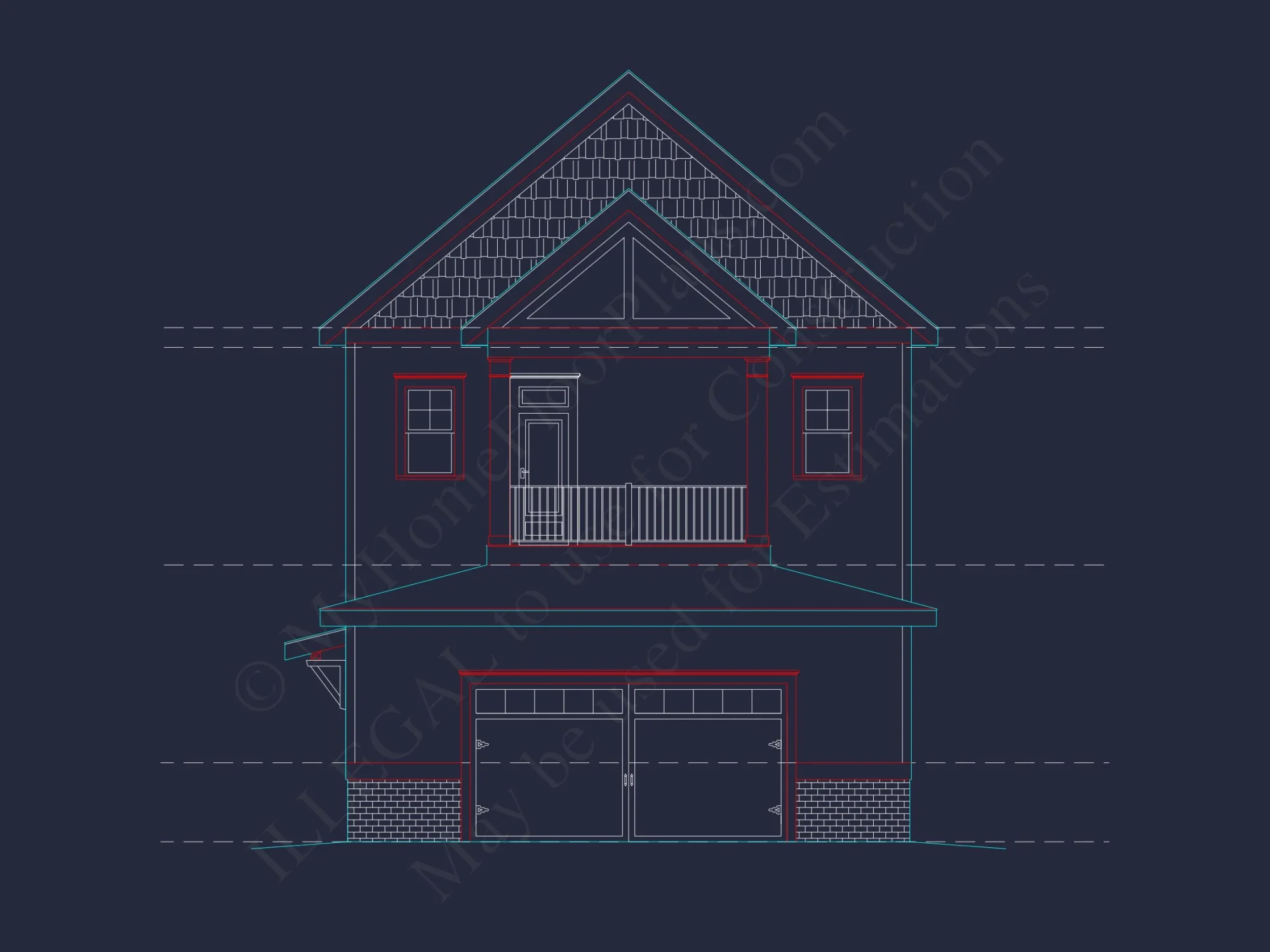 Modern 2-Story house Plan with CAD Blueprint & Designs