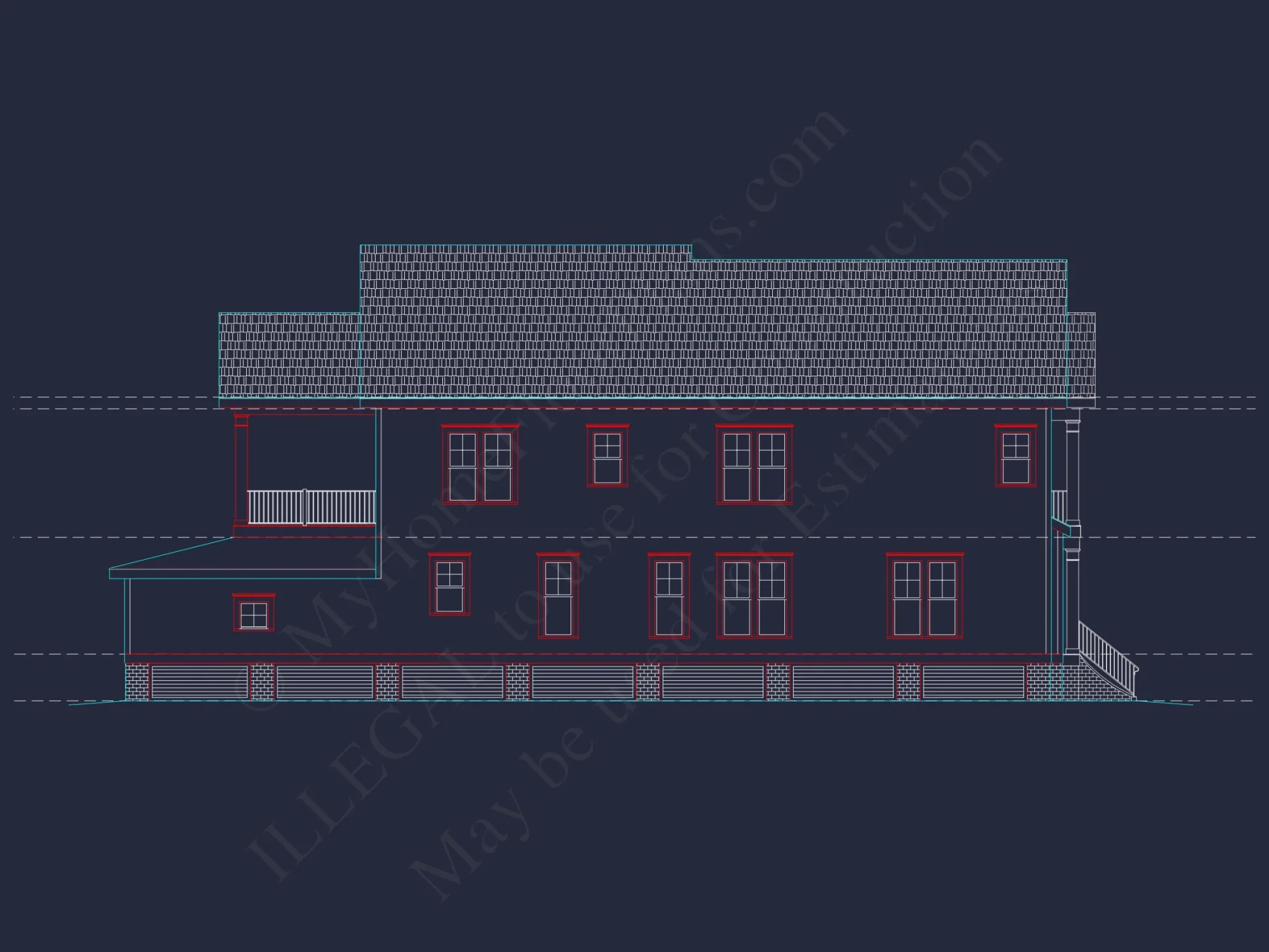Modern 2-Story house Plan with CAD Blueprint & Designs