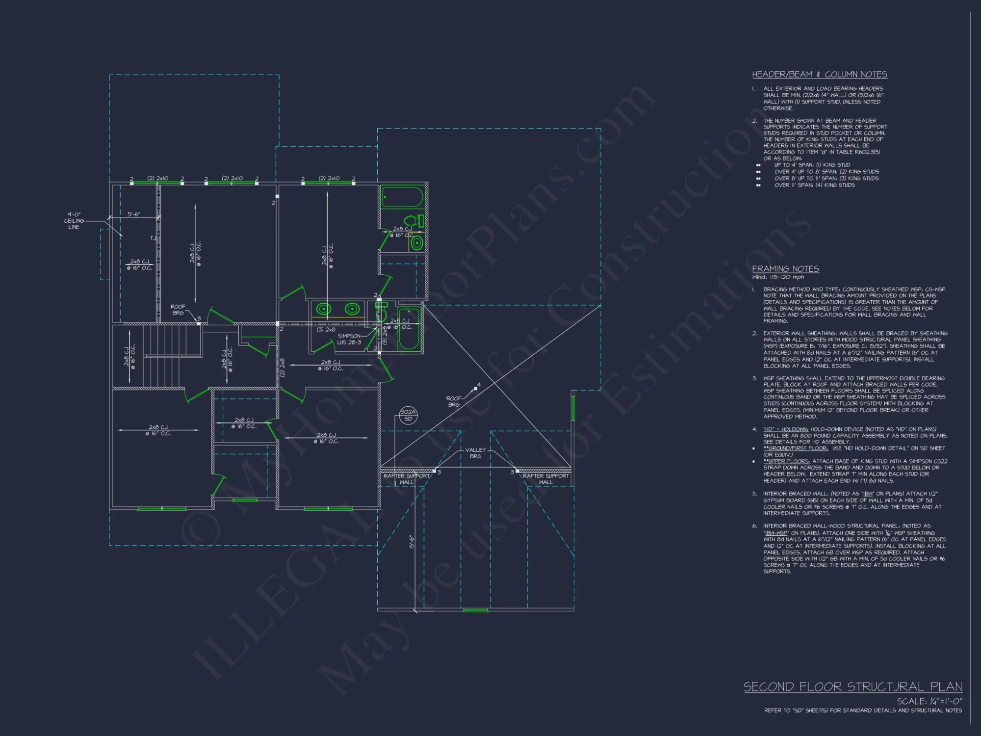 Elegant house Plan with 4 Bedrooms and CAD Blueprint Designs
