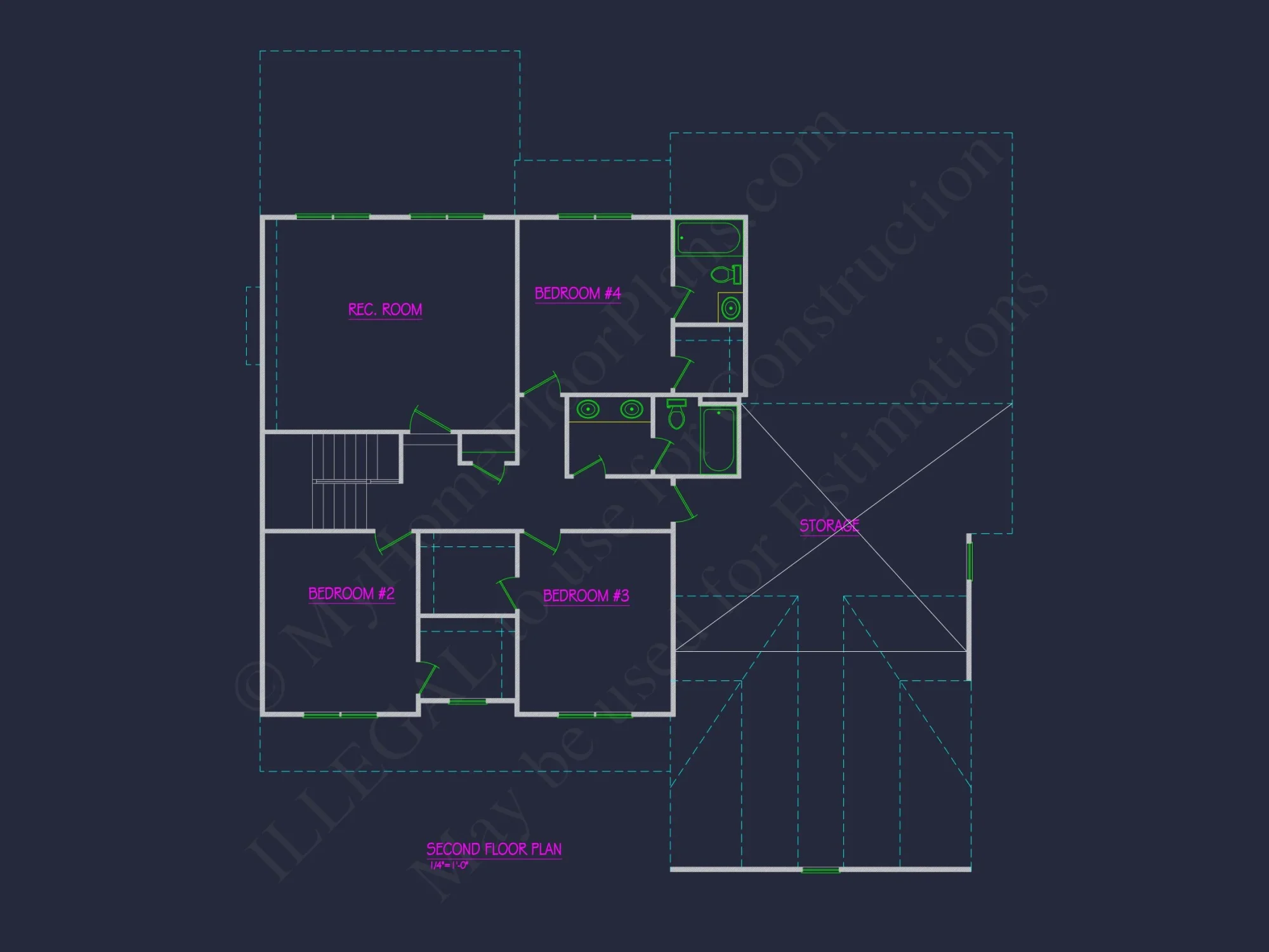 Elegant house Plan with 4 Bedrooms and CAD Blueprint Designs