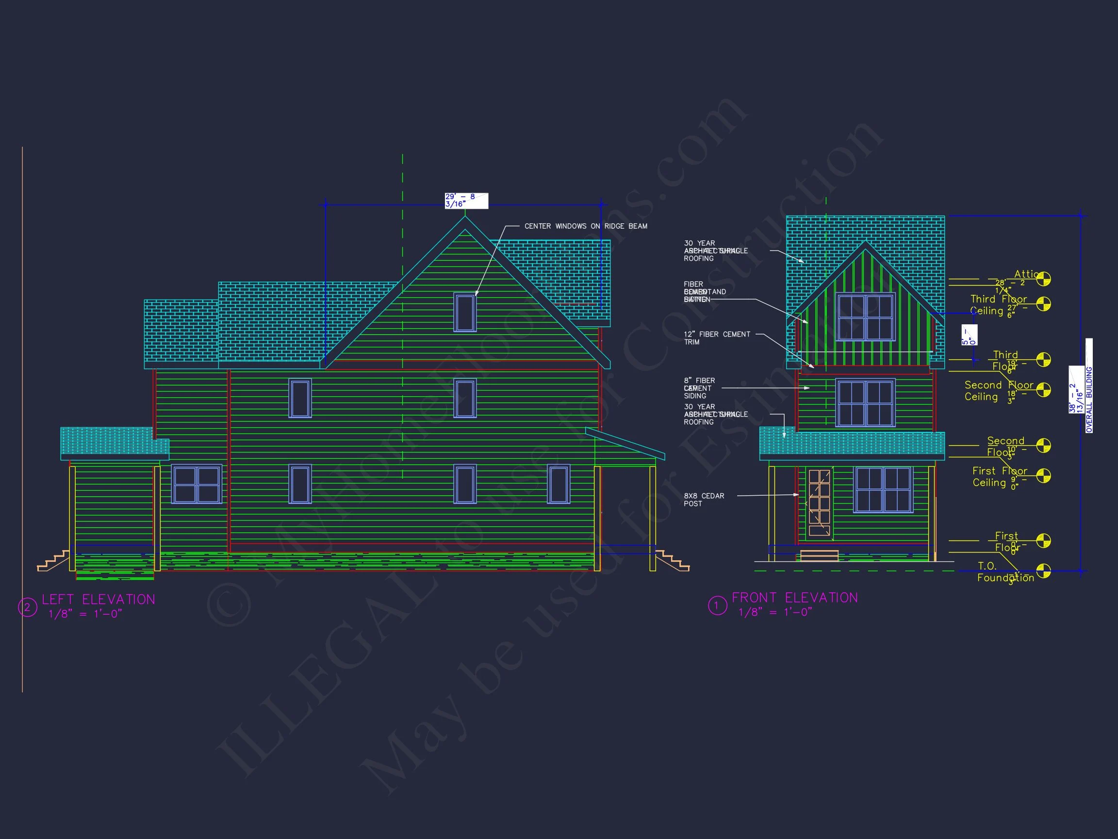 20-1678 HOUSE PLAN - Efficient 3-Story House Floor Plan with CAD Architecture Designs 4 Efficient 3-Story house Floor Plan with CAD Architecture Designs
