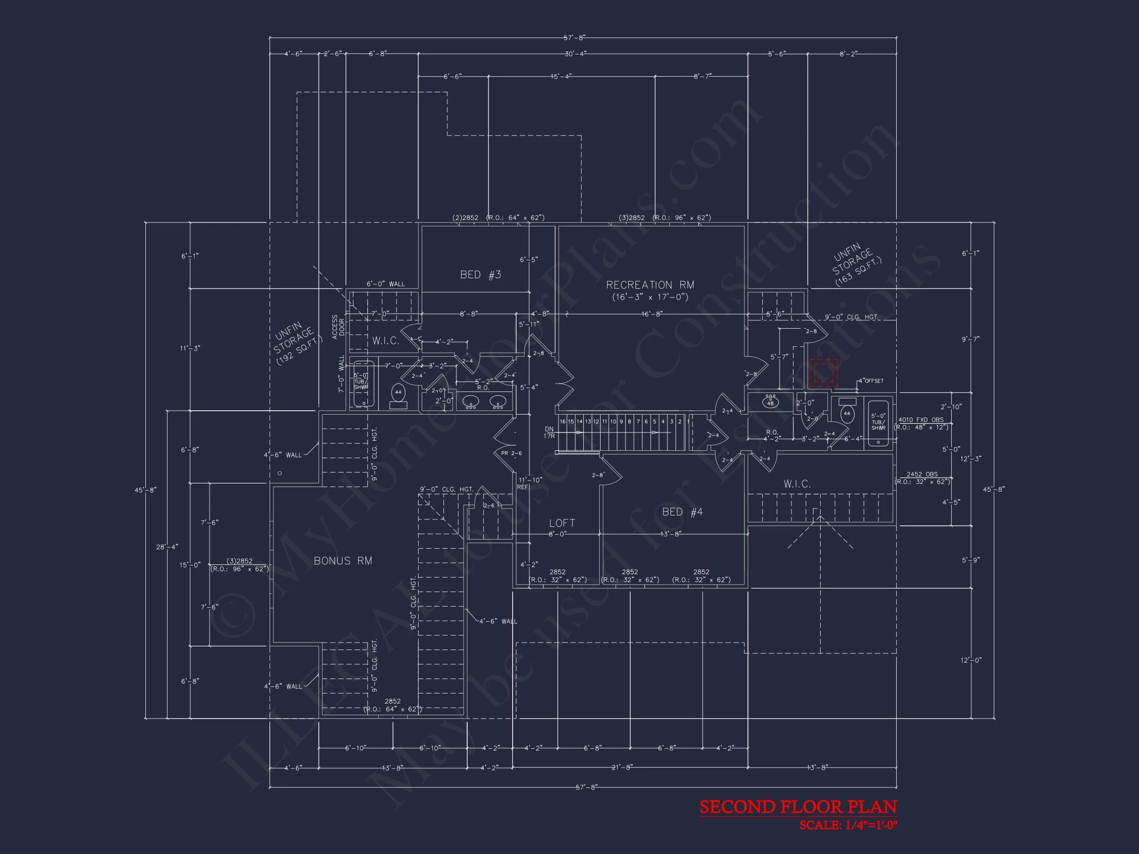 20-1336 HOUSE PLAN - 4-Bedroom House CAD Plan with 2-Car Garage and Loft 7 4-Bedroom house CAD Plan with 2-Car Garage and Loft
