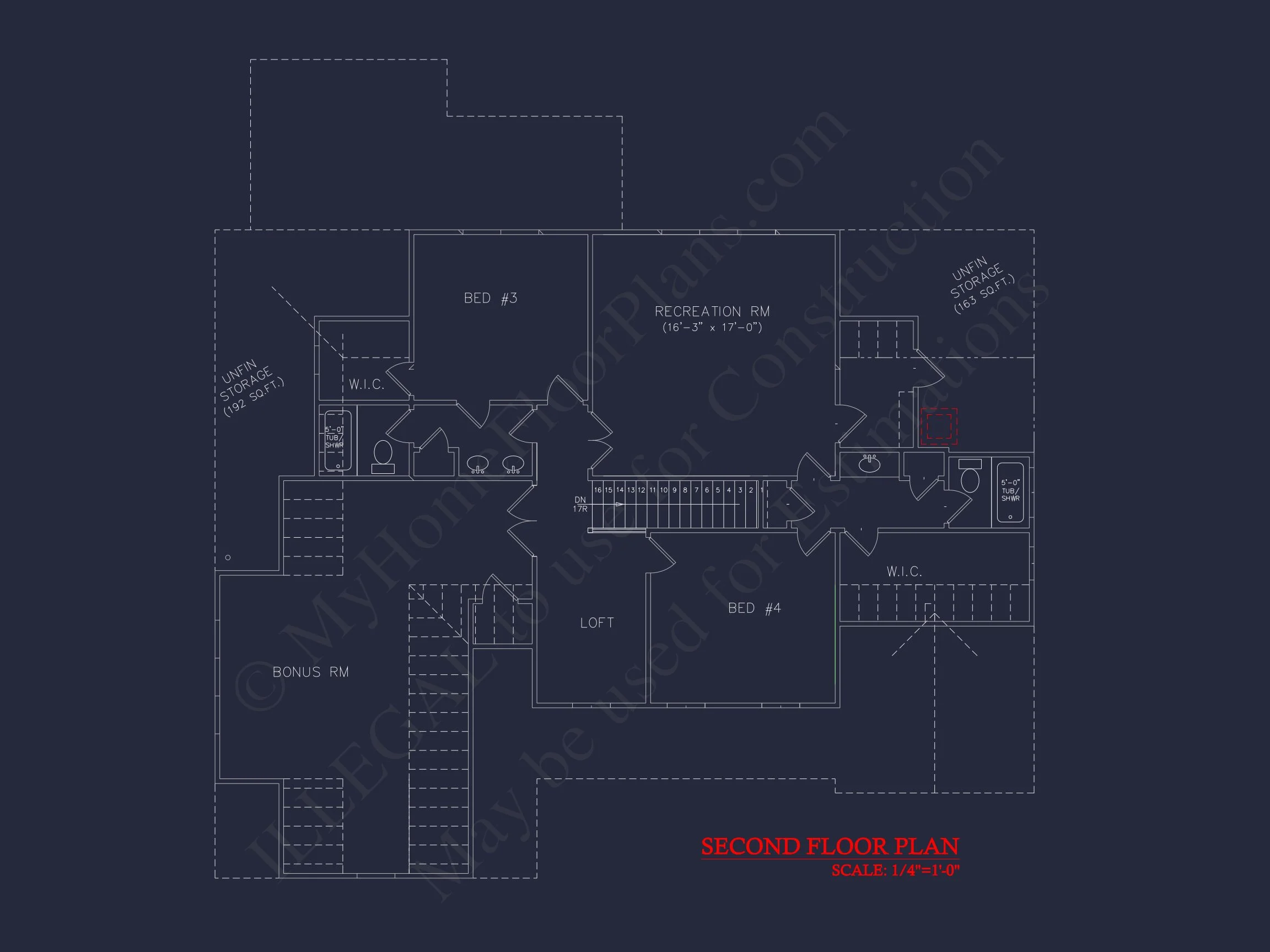 20-1336 HOUSE PLAN - 4-Bedroom House CAD Plan with 2-Car Garage and Loft 5 4-Bedroom house CAD Plan with 2-Car Garage and Loft