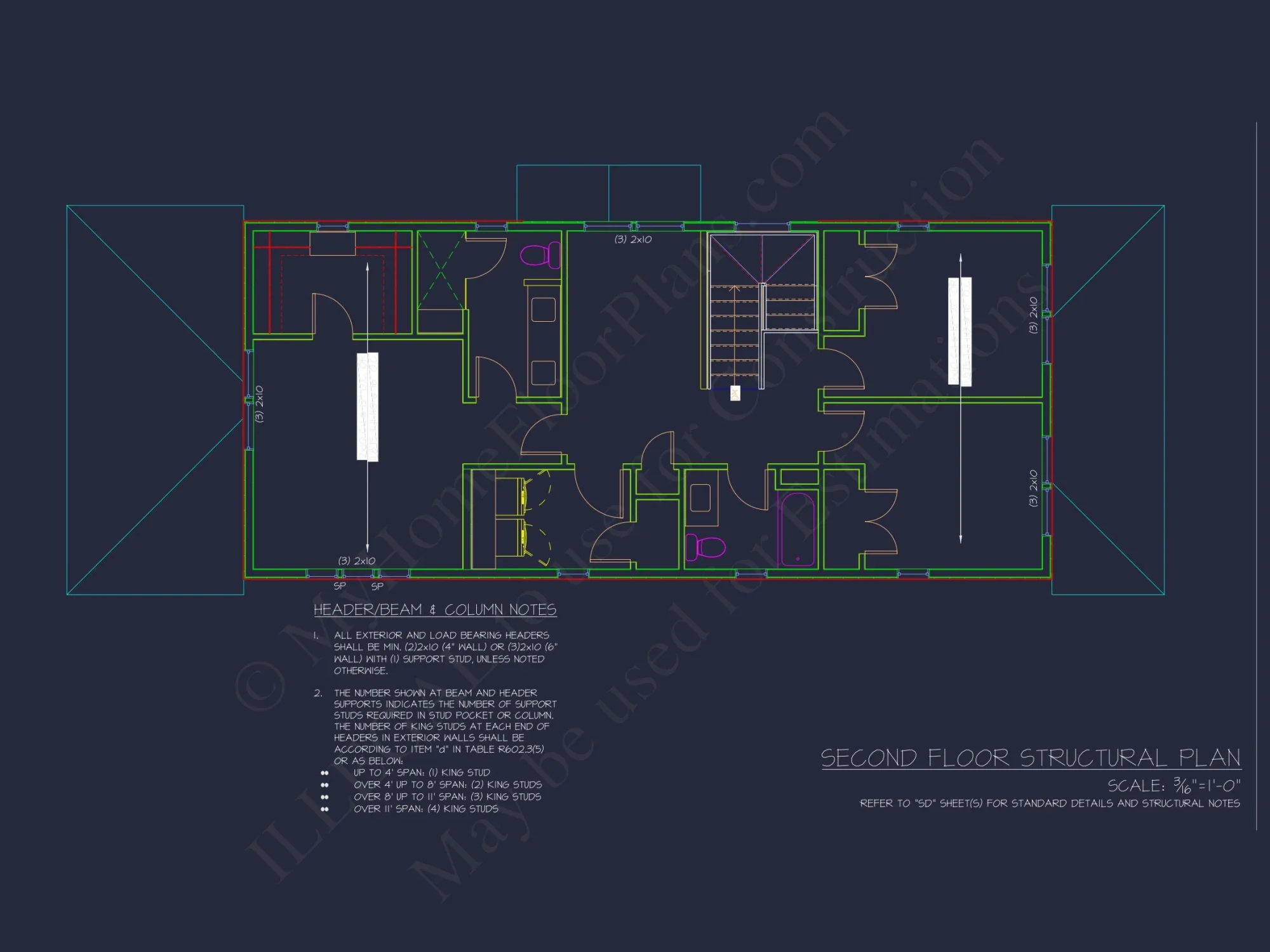 Craftsman house Plan with 2-Story Floor Blueprint Design