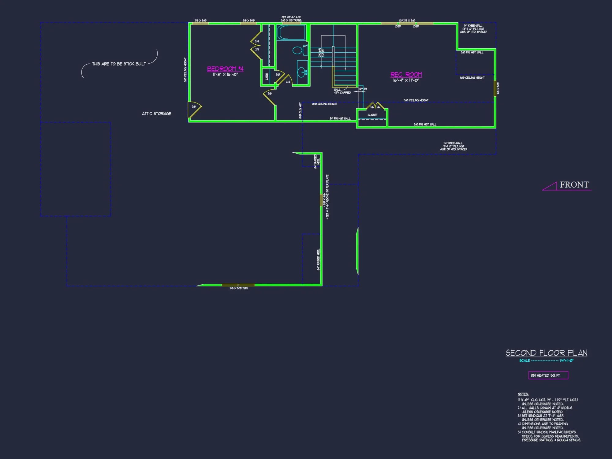 Craftsman house Plan with 1.5 Floors and CAD Blueprint Designs
