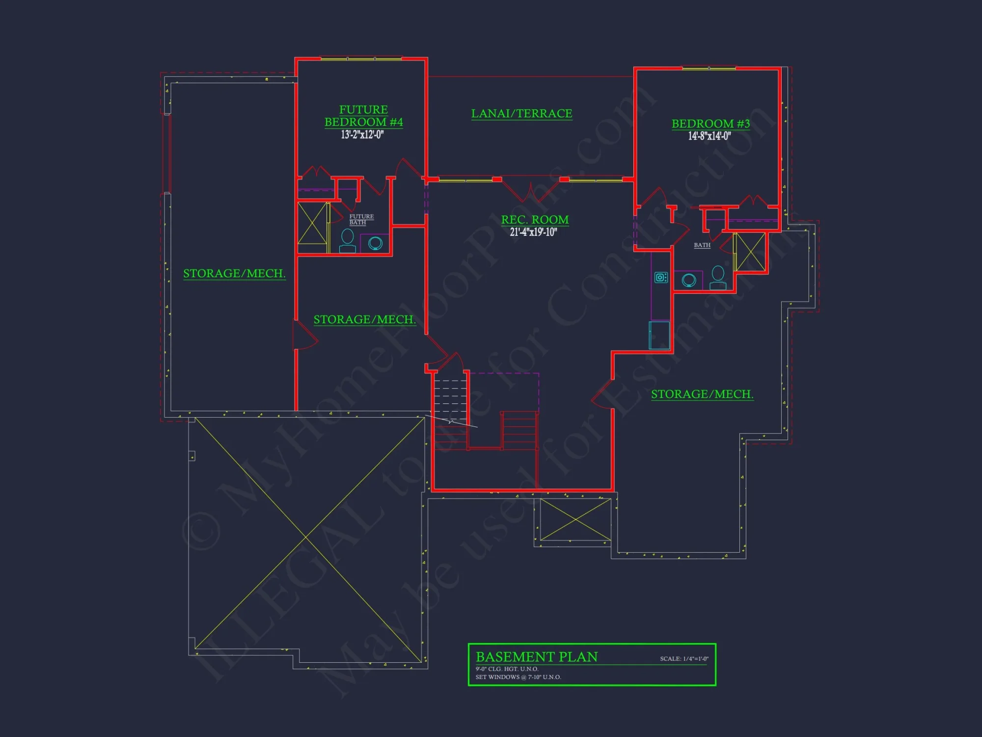 Craftsman house Floor Plan with Open Design & CAD Blueprint