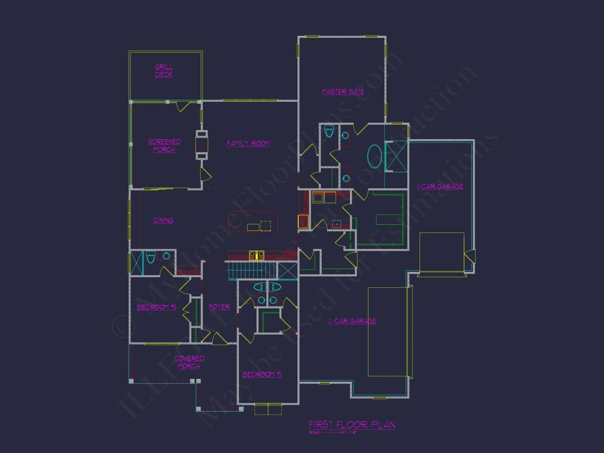 Traditional Farmhouse house Floor Plan with CAD and Blueprint Designs