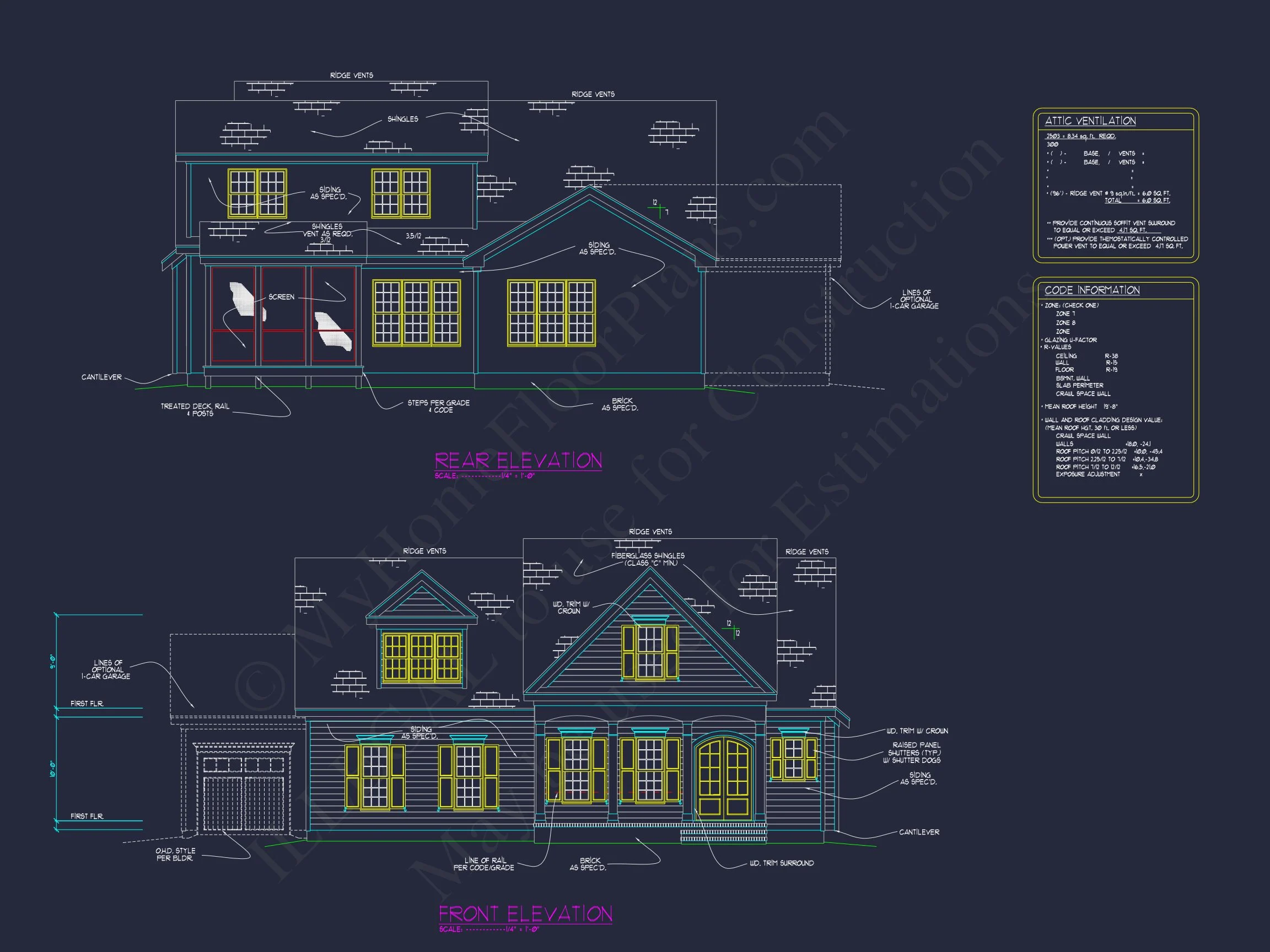 20-1036 HOUSE PLAN - Craftsman House with 2-Story Floor Plan | CAD Designs & Blueprints 18 Craftsman house with 2-Story Floor Plan
