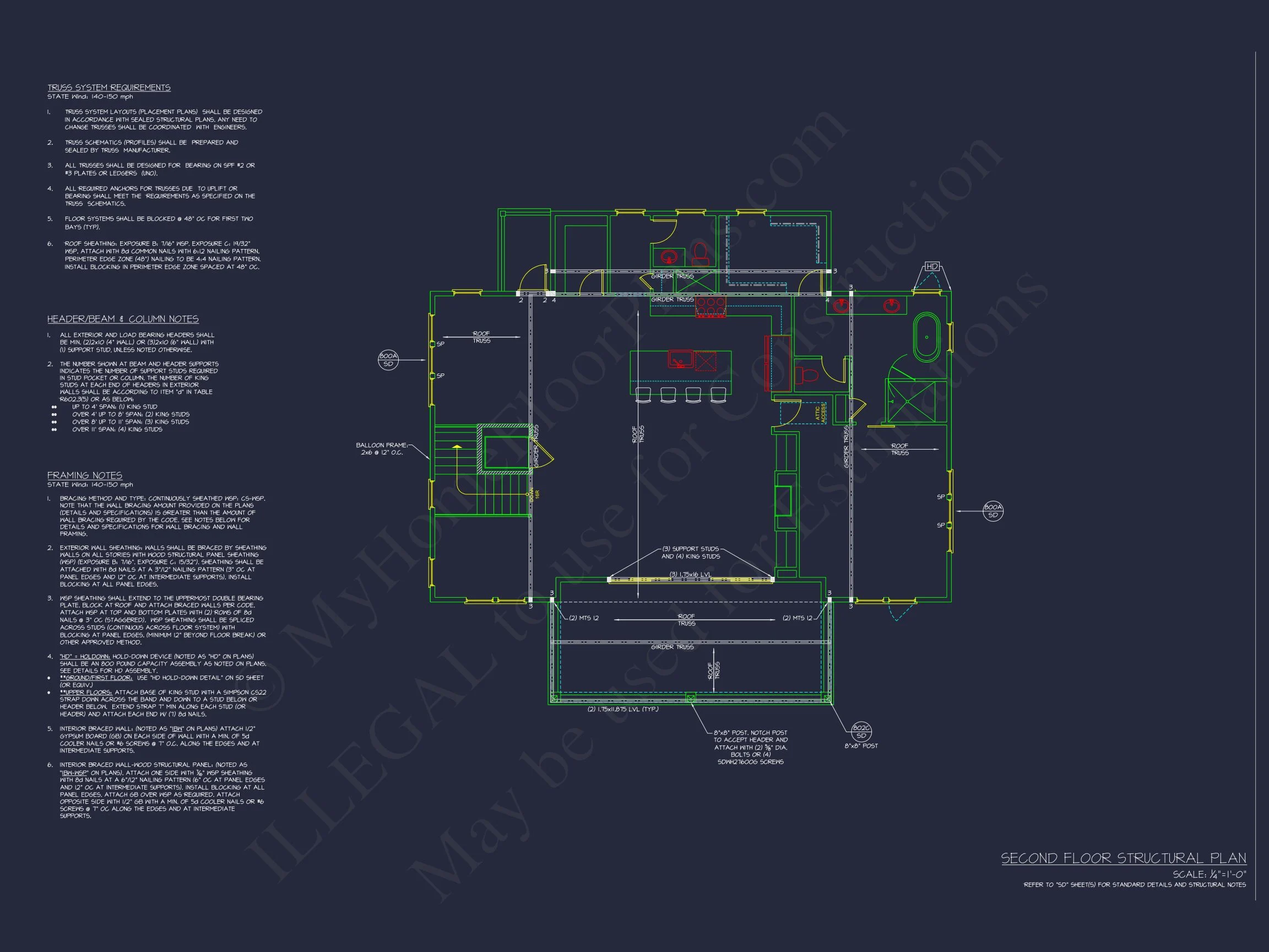 19-2393 HOUSE PLAN - Modern Coastal House Plan with Blueprint Designs & CAD Files 14 Modern Coastal house Plan with Blueprint Designs & CAD Files