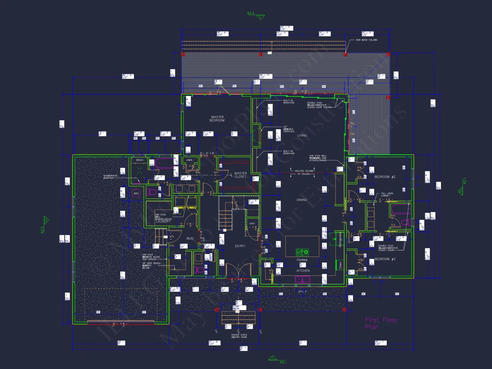 Spacious house Floor Plan with 1.5 Stories, CAD Blueprints
