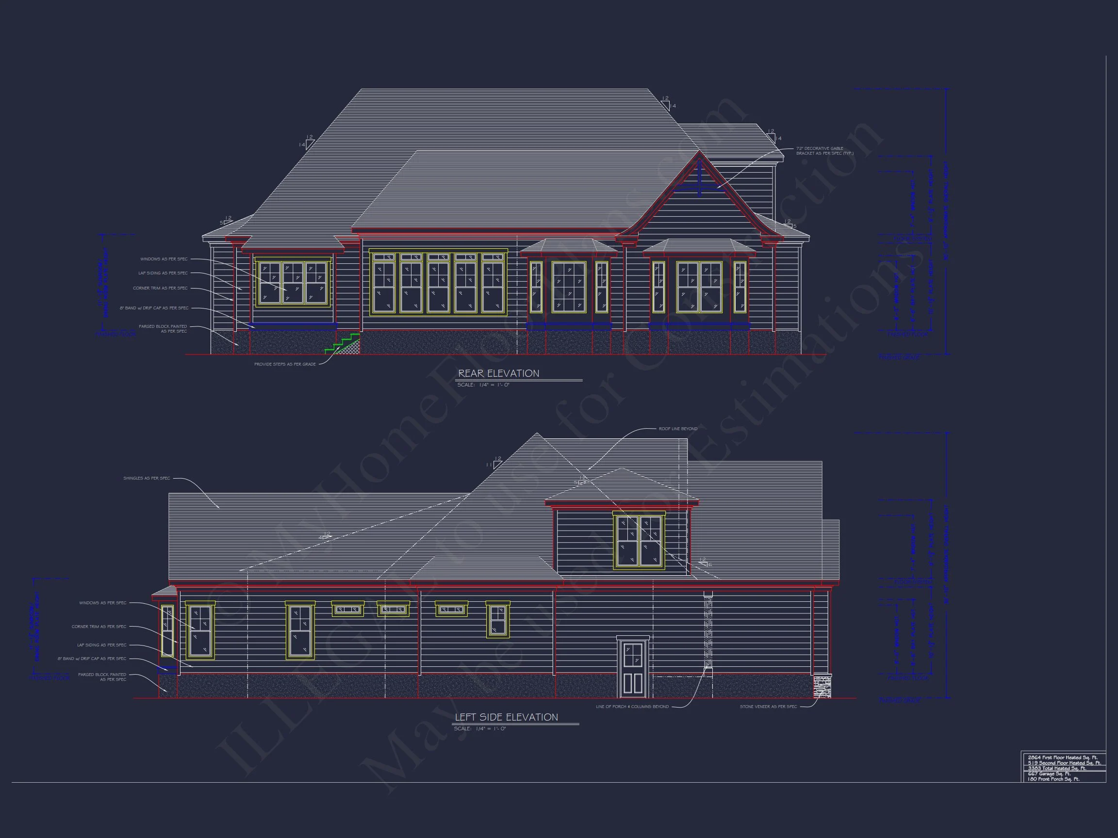 19-2100 HOUSE PLAN - Craftsman House Plan with 2 Floors and 4 Bedrooms – Detailed CAD Designs 3 Craftsman house Plan with 2 Floors and 4 Bedrooms – Detailed CAD Designs