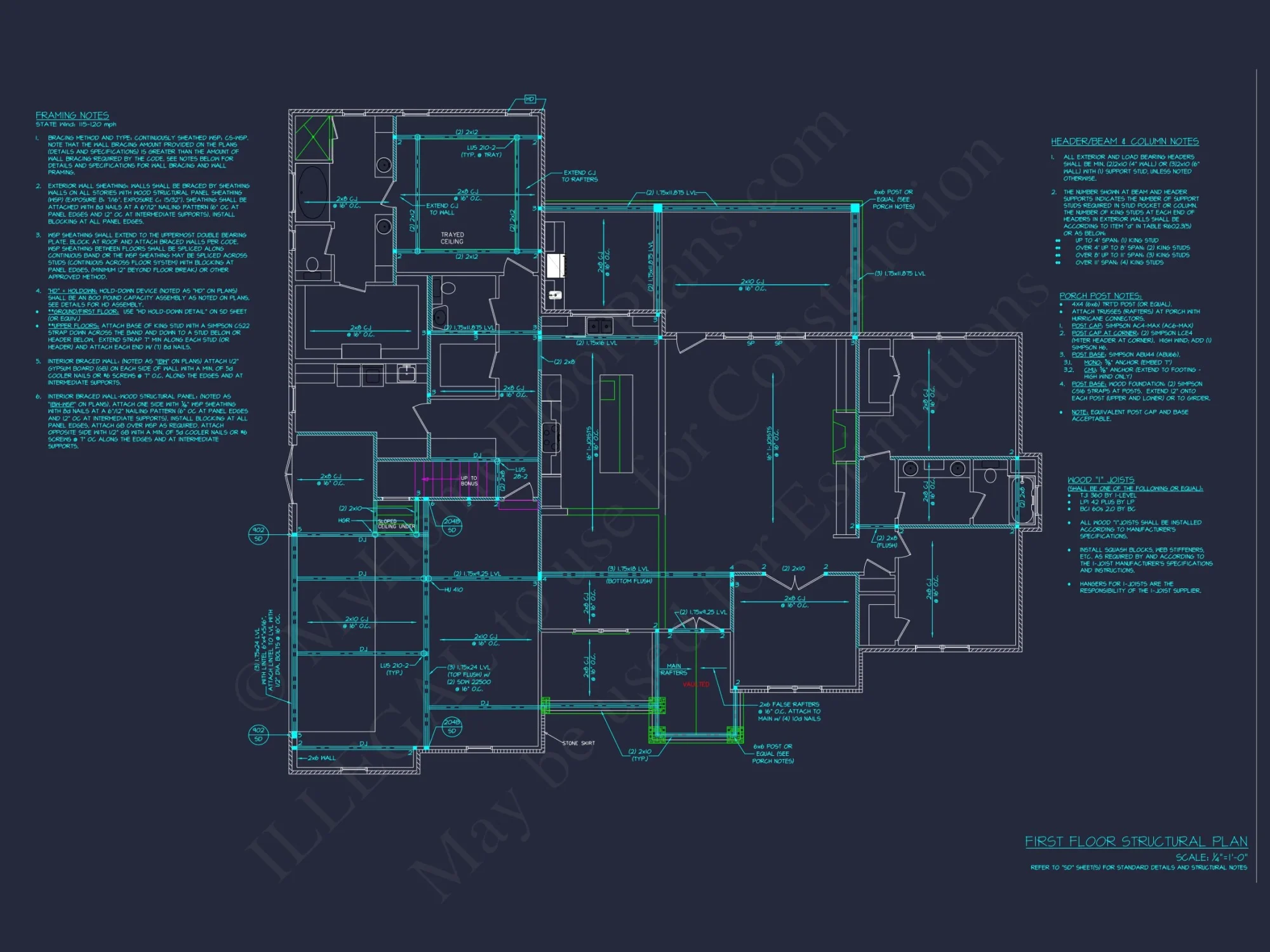 Traditional Craftsman house Plan with Bonus Room and Vaulted Ceilings