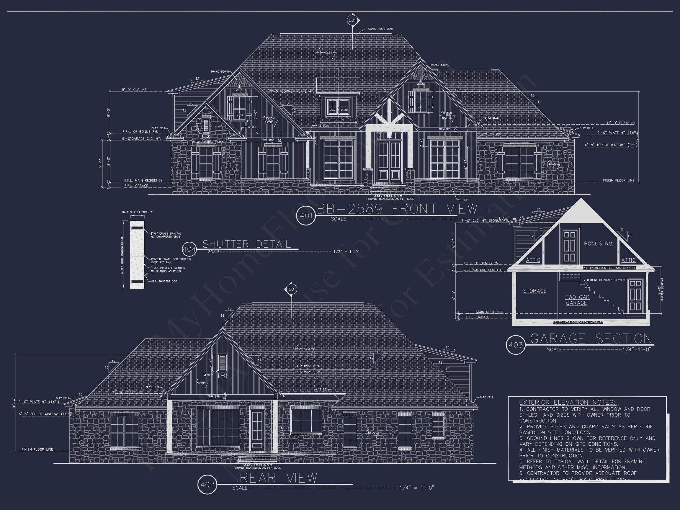 19-1663 HOUSE PLAN - Traditional Craftsman House Plan with Bonus Room and Vaulted Ceilings 4 Traditional Craftsman house Plan with Bonus Room and Vaulted Ceilings