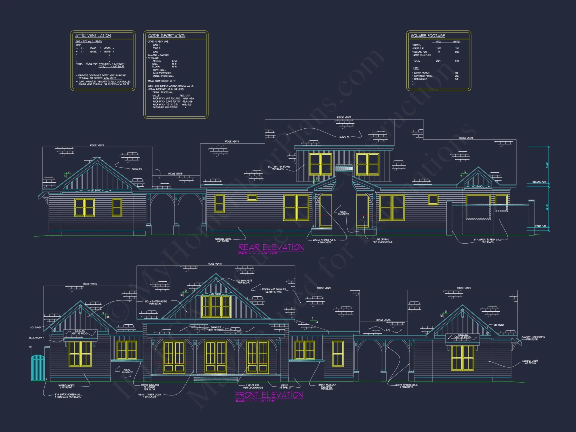 Elevated house Plan: Detailed Floor Plan Blueprint Designs