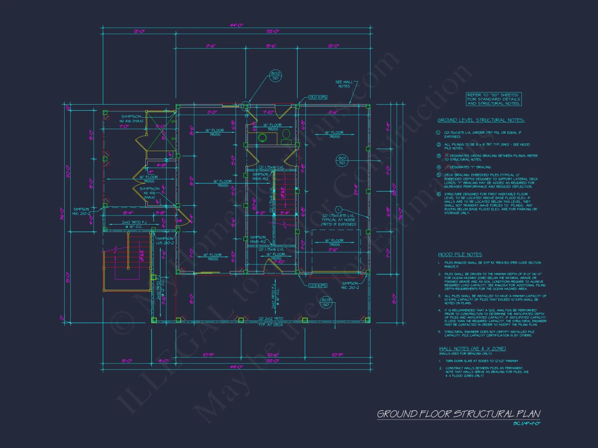 Spacious Beach house Floor Plan with Modern CAD Designs