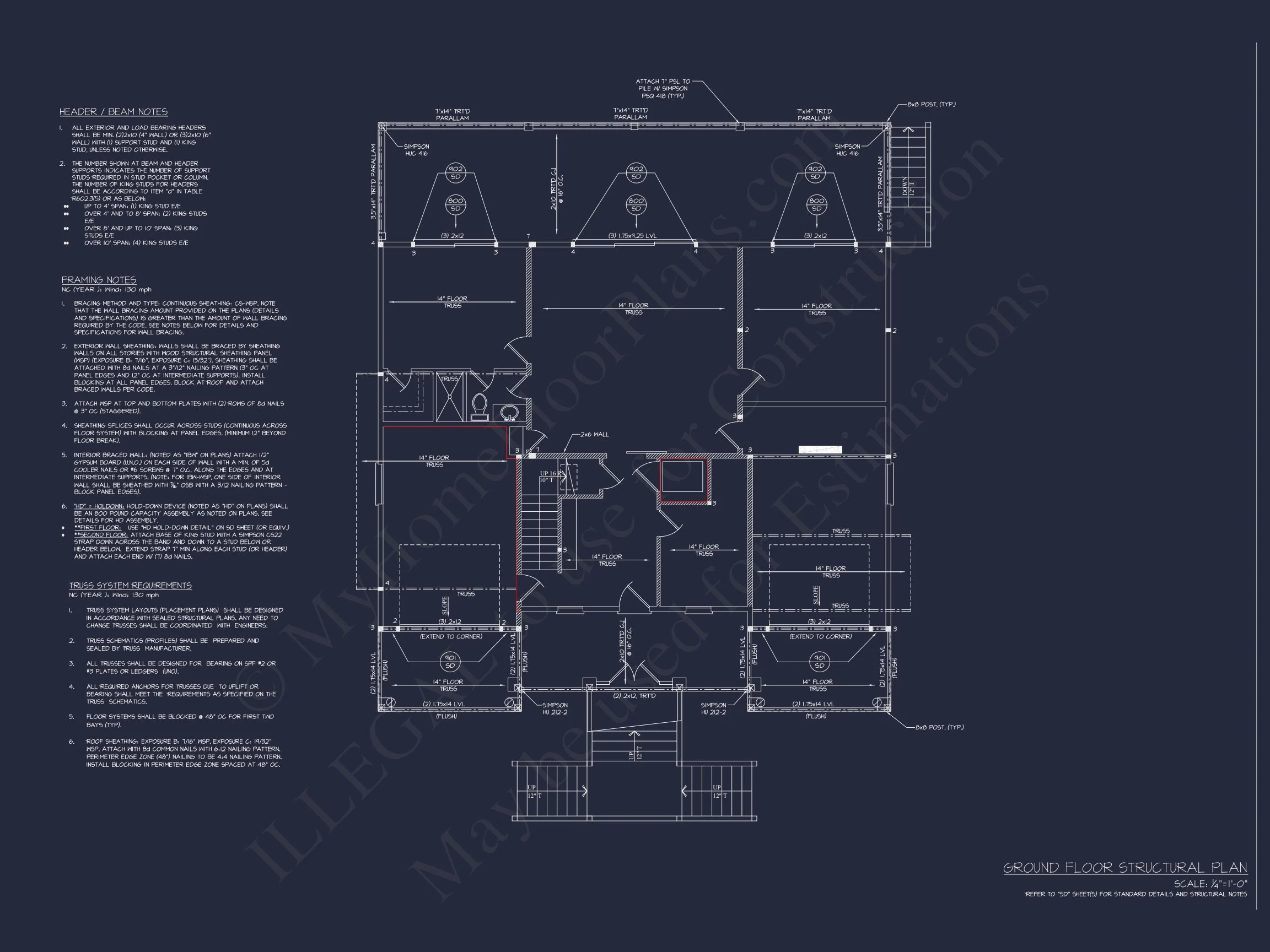18-2017 HOUSE PLAN - Spacious Coastal House Floor Plan with 5 Beds & Elevator 14 Spacious Coastal house Floor Plan with 5 Beds & Elevator