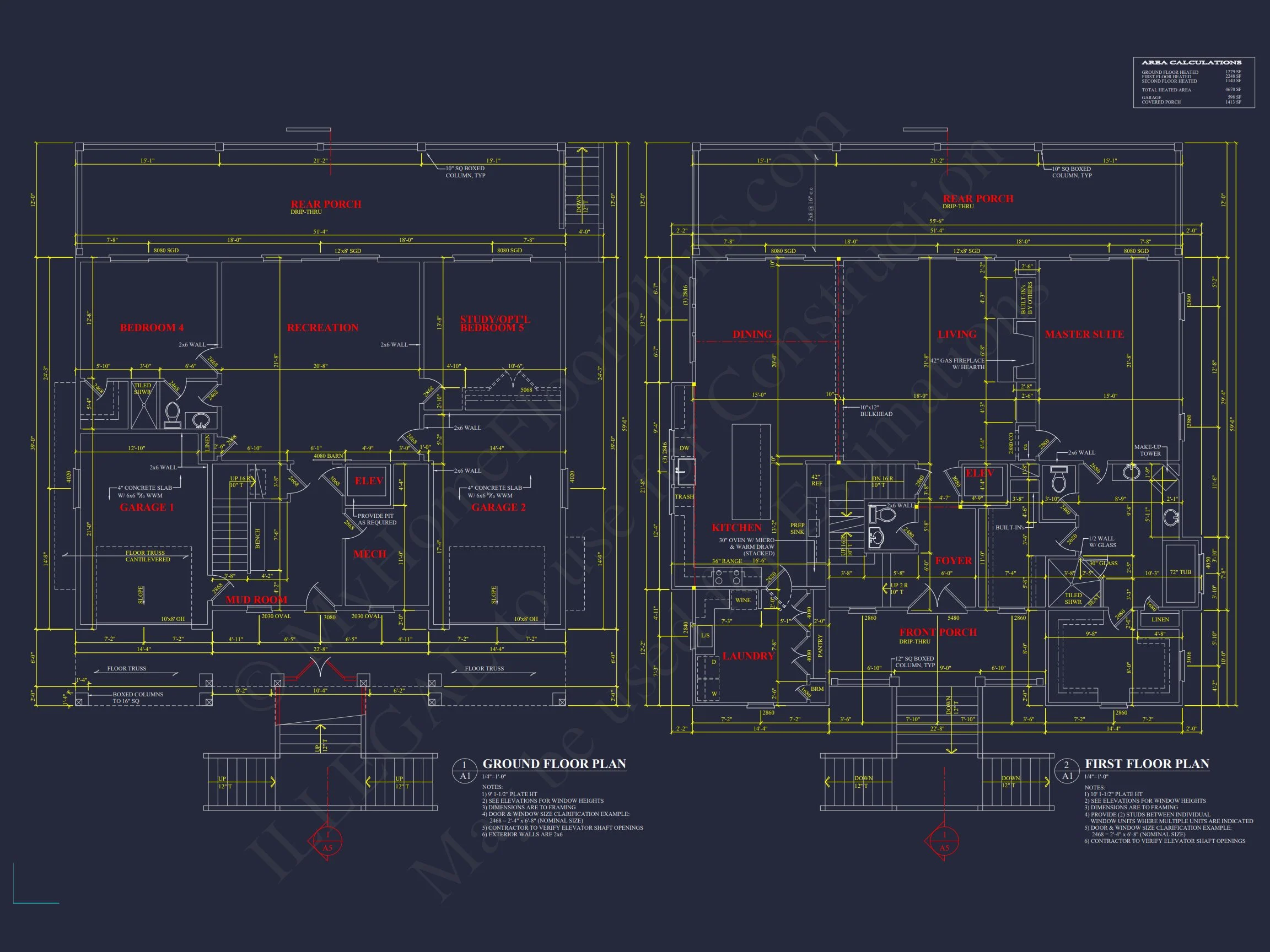 18-2017 HOUSE PLAN - Spacious Coastal House Floor Plan with 5 Beds & Elevator 7 Spacious Coastal house Floor Plan with 5 Beds & Elevator