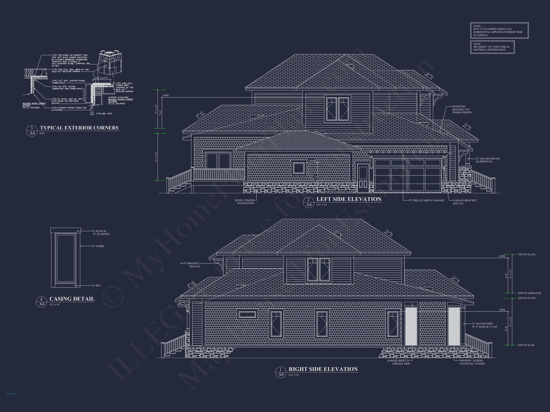 18-1825 HOUSE PLAN - Modern Suburban House Plan with Detailed Blueprint Designs 3 Modern Suburban house Plan with Detailed Blueprint Designs