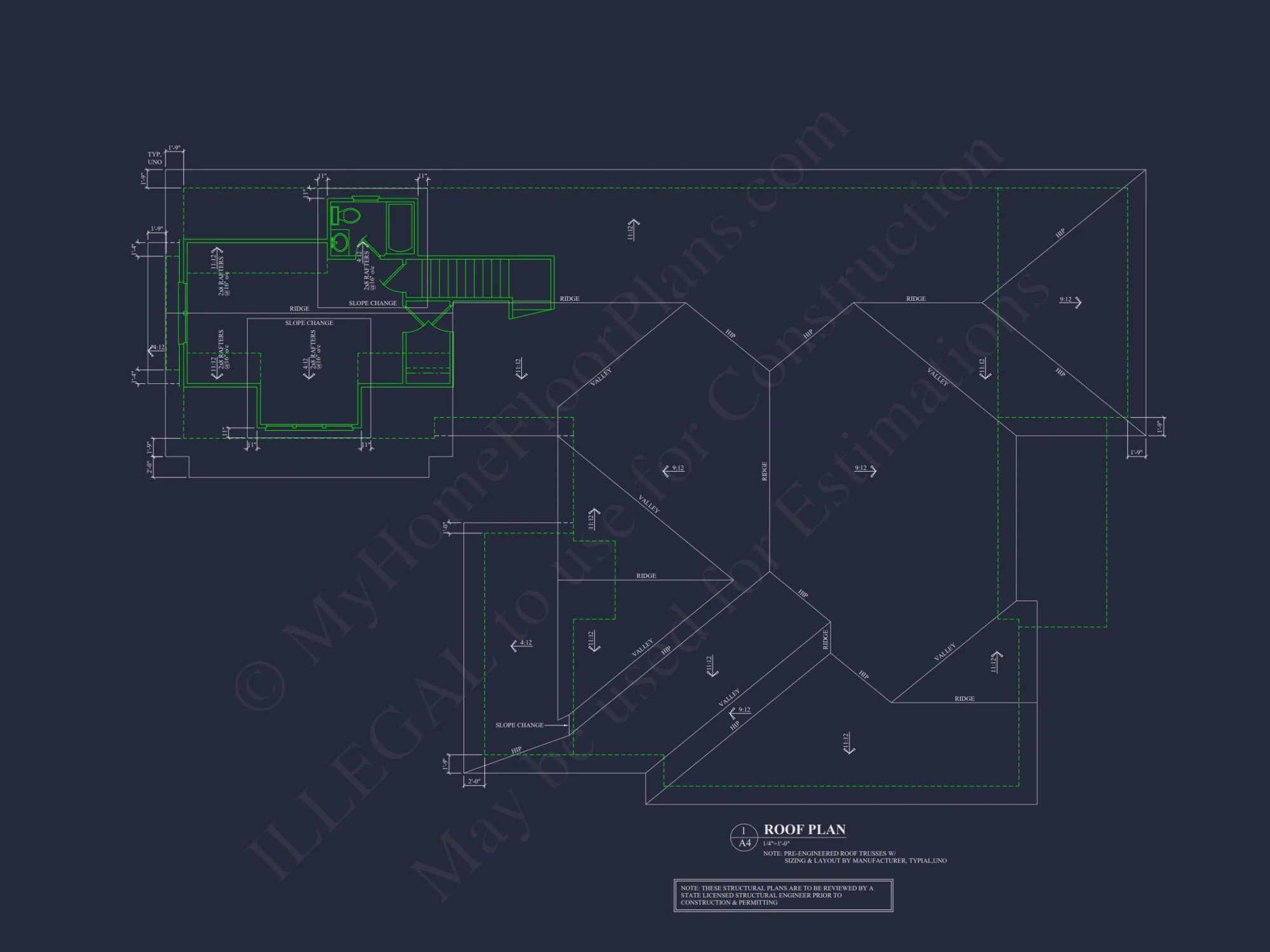 Modern Craftsman house Plan with 1.5 Floors, CAD Designs, and Blueprint