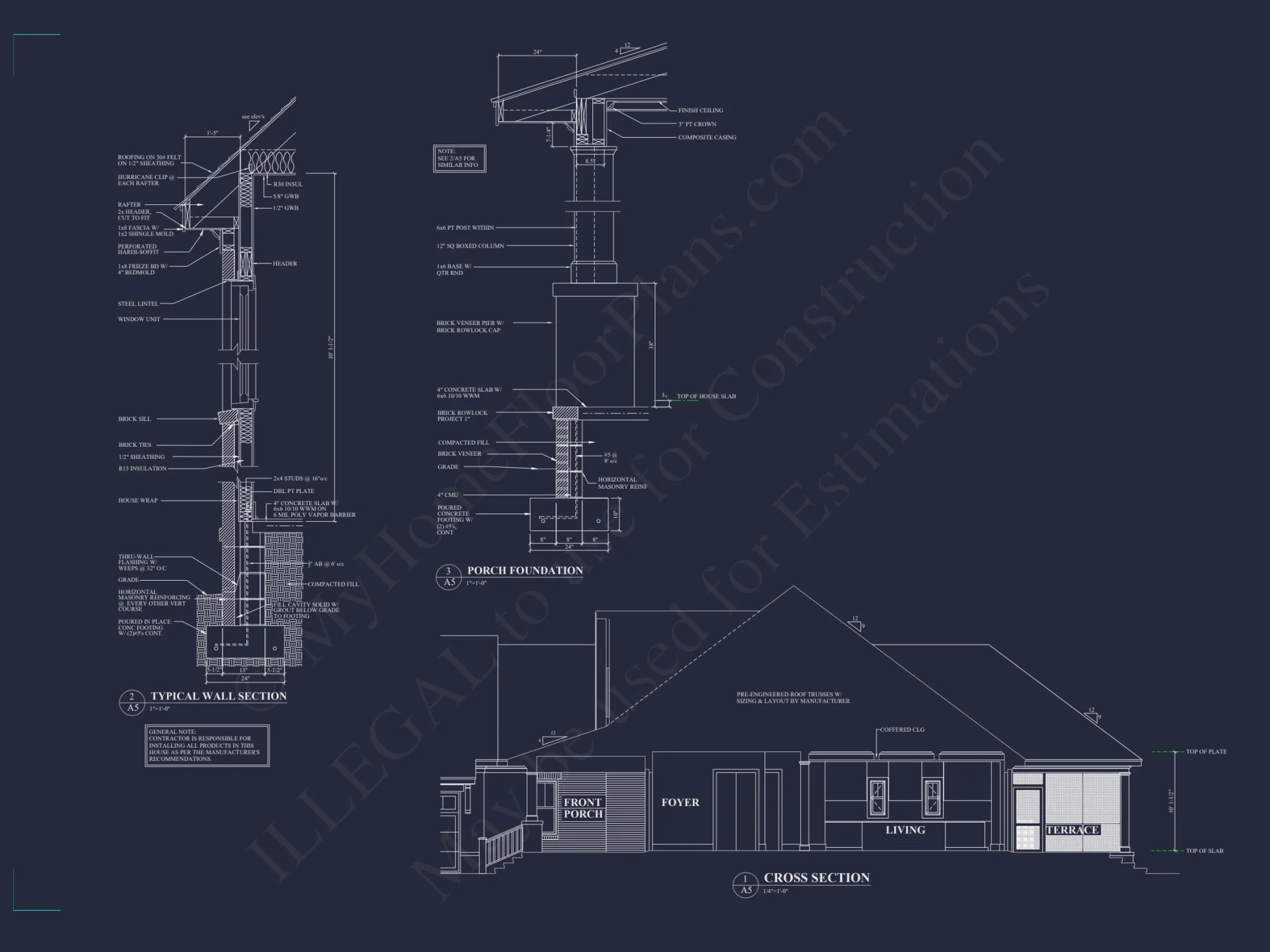 Modern Craftsman house Plan with 1.5 Floors, CAD Designs, and Blueprint