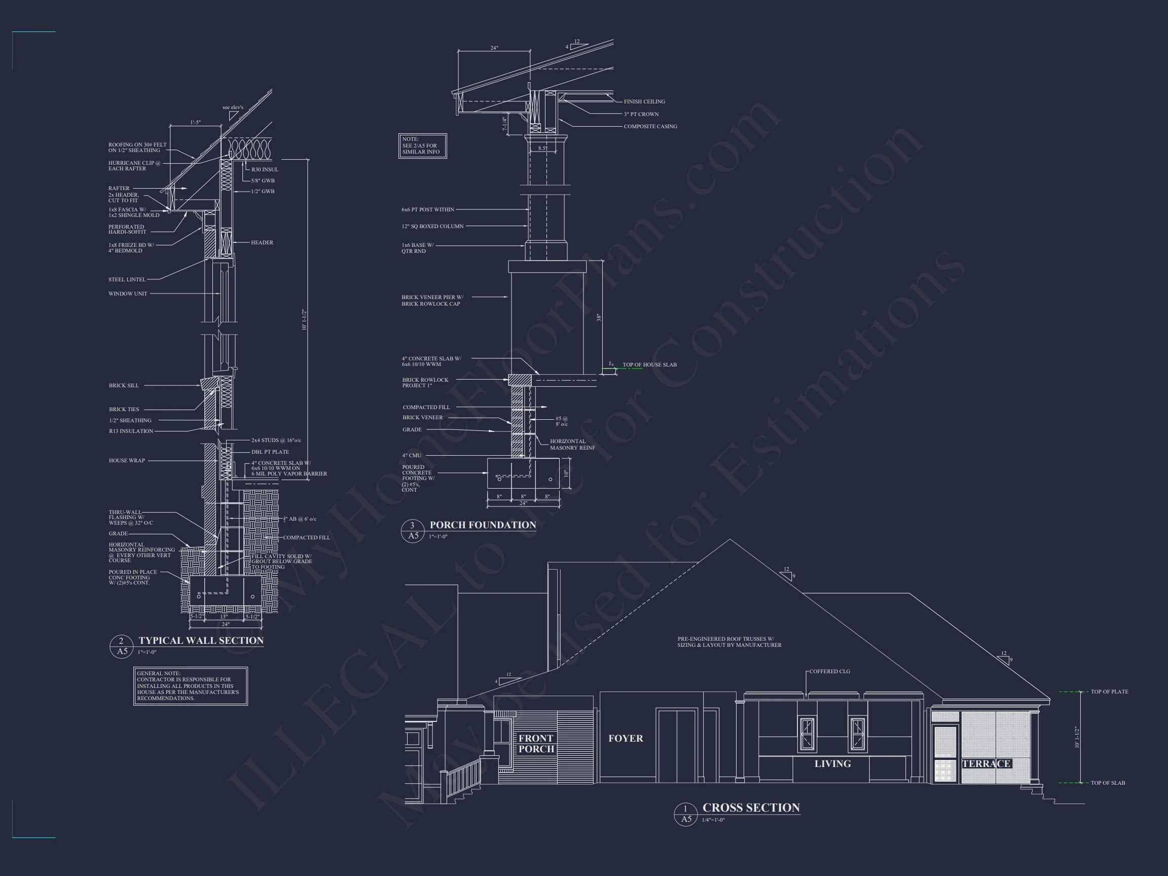 18-1652 HOUSE PLAN - Modern Craftsman House Plan with 1.5 Floors, CAD Designs, and Blueprint 6 Modern Craftsman house Plan with 1.5 Floors, CAD Designs, and Blueprint
