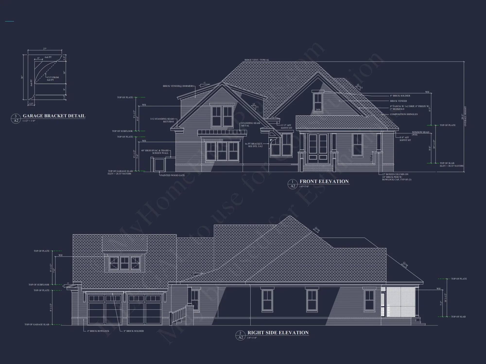Modern Craftsman house Plan with 1.5 Floors, CAD Designs, and Blueprint