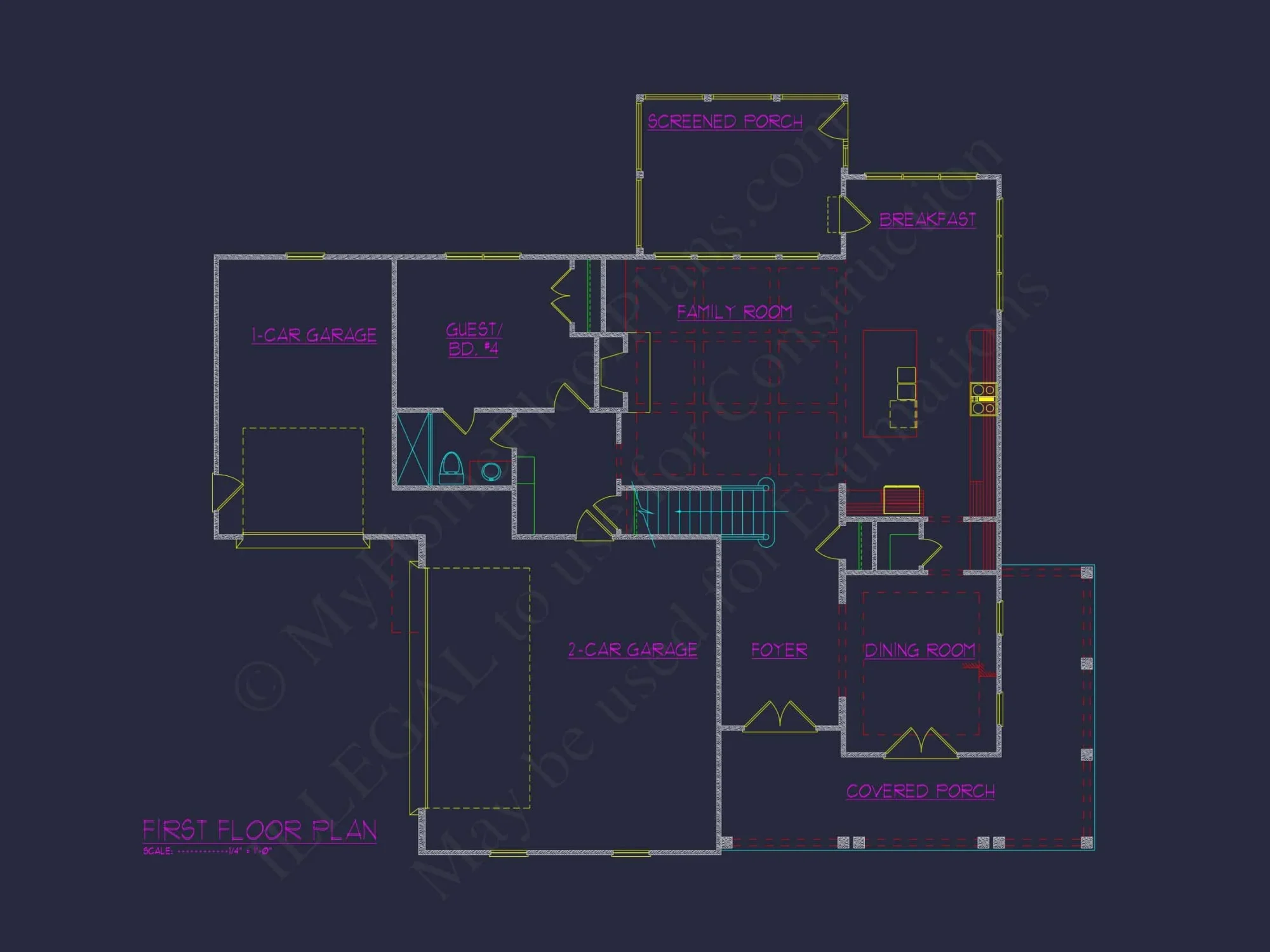 Modern House Plan with CAD Floor Plan, Architecture Designs