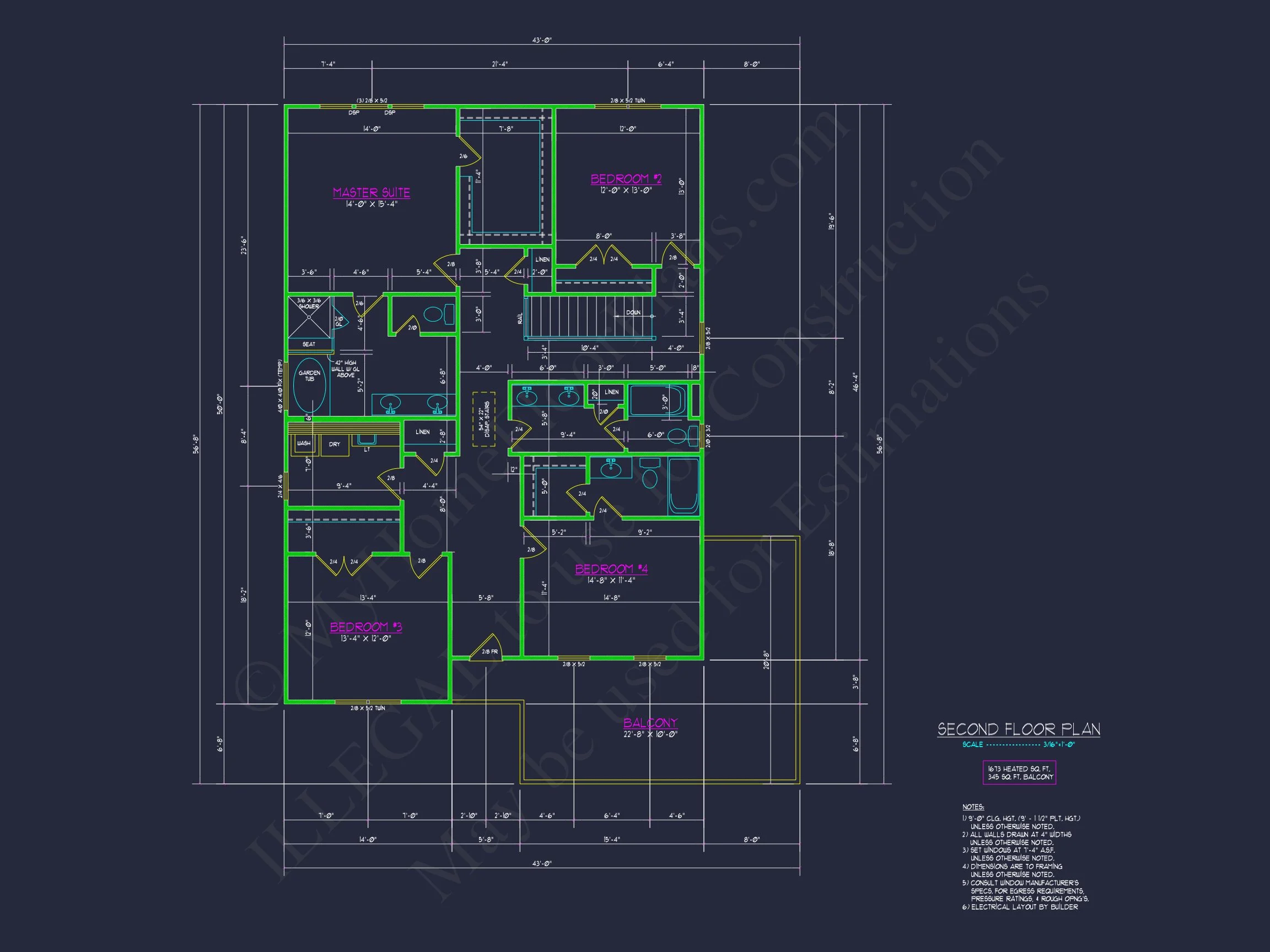 18-1521 HOUSE PLAN - Modern Suburban House Floor Plan with CAD Design Features 8 Modern Suburban house Floor Plan with CAD Design Features