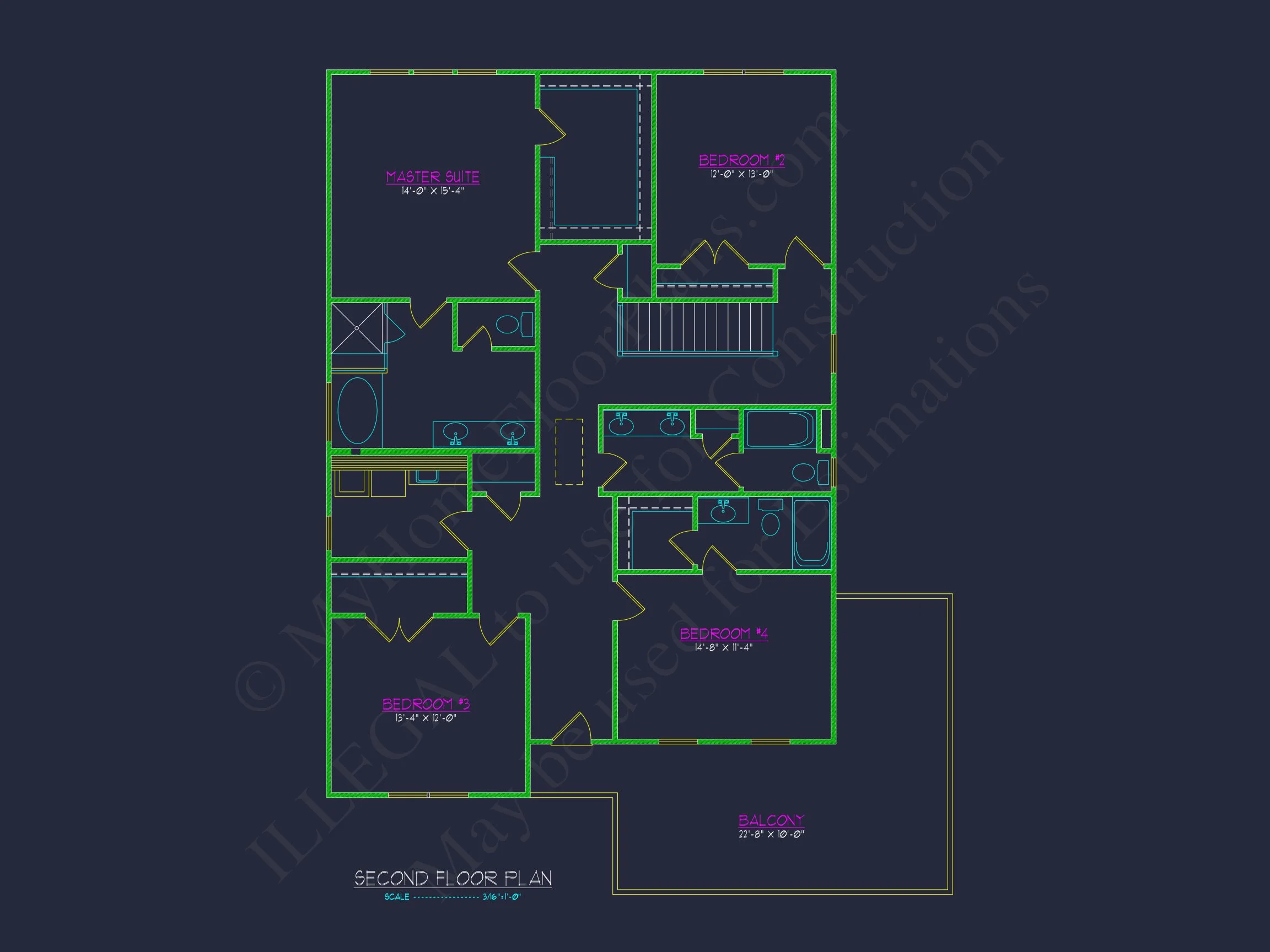 18-1521 HOUSE PLAN - Modern Suburban House Floor Plan with CAD Design Features 7 Modern Suburban house Floor Plan with CAD Design Features