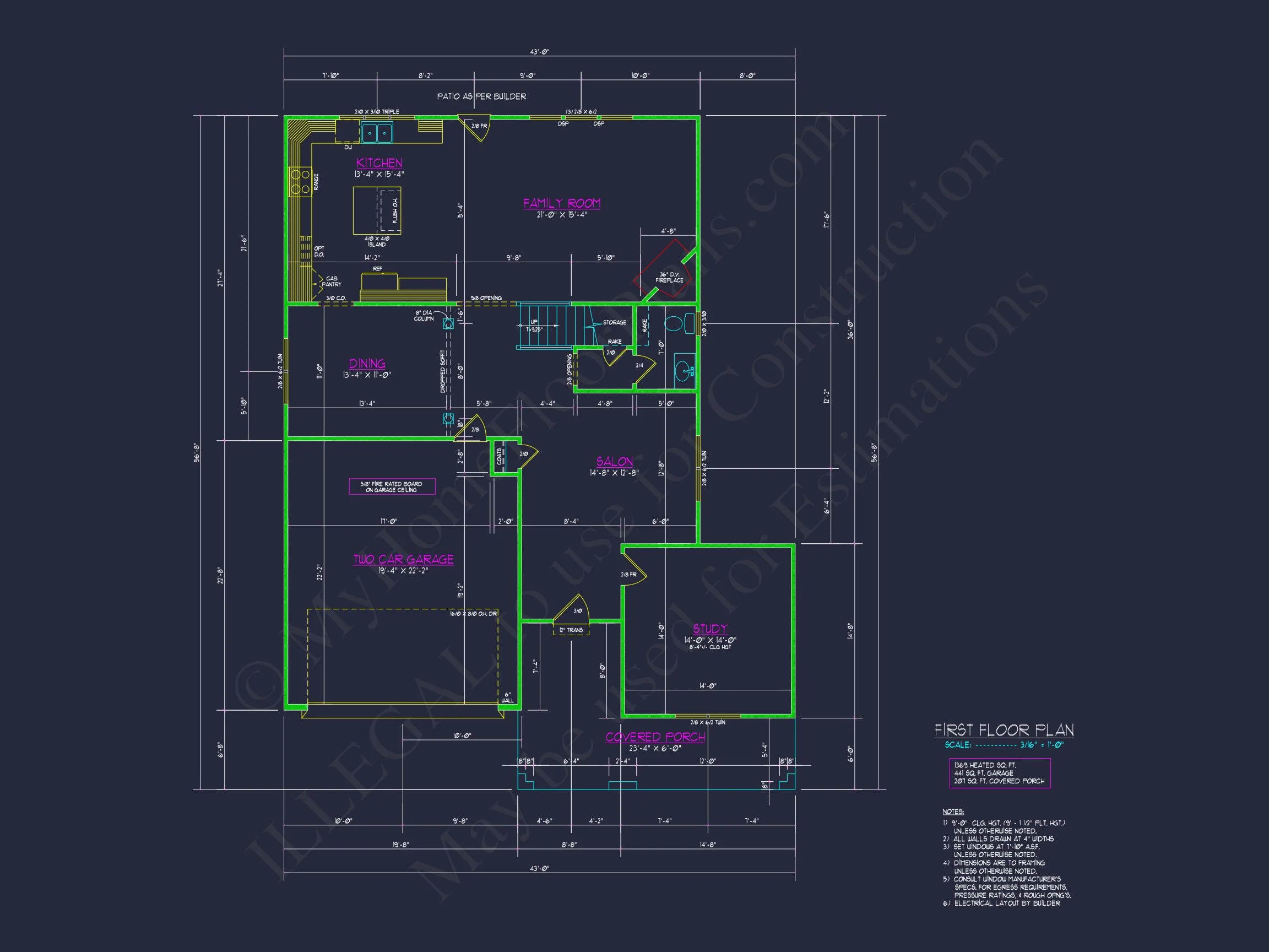 18-1521 HOUSE PLAN - Modern Suburban House Floor Plan with CAD Design Features 6 Modern Suburban house Floor Plan with CAD Design Features