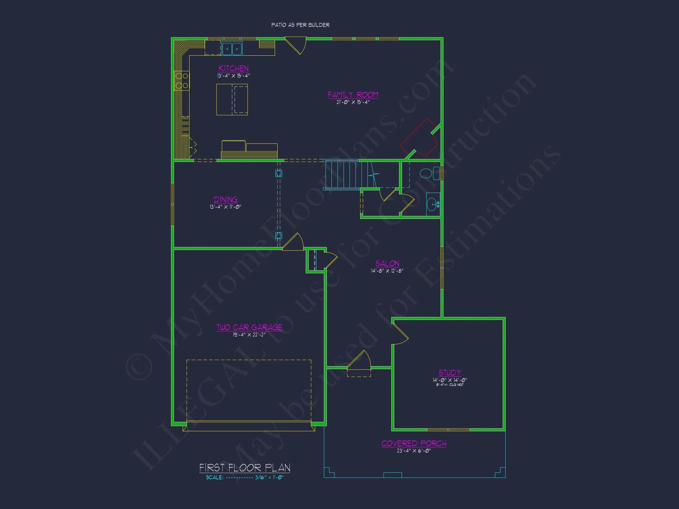 18-1521 HOUSE PLAN - Modern Suburban House Floor Plan with CAD Design Features 5 Modern Suburban house Floor Plan with CAD Design Features