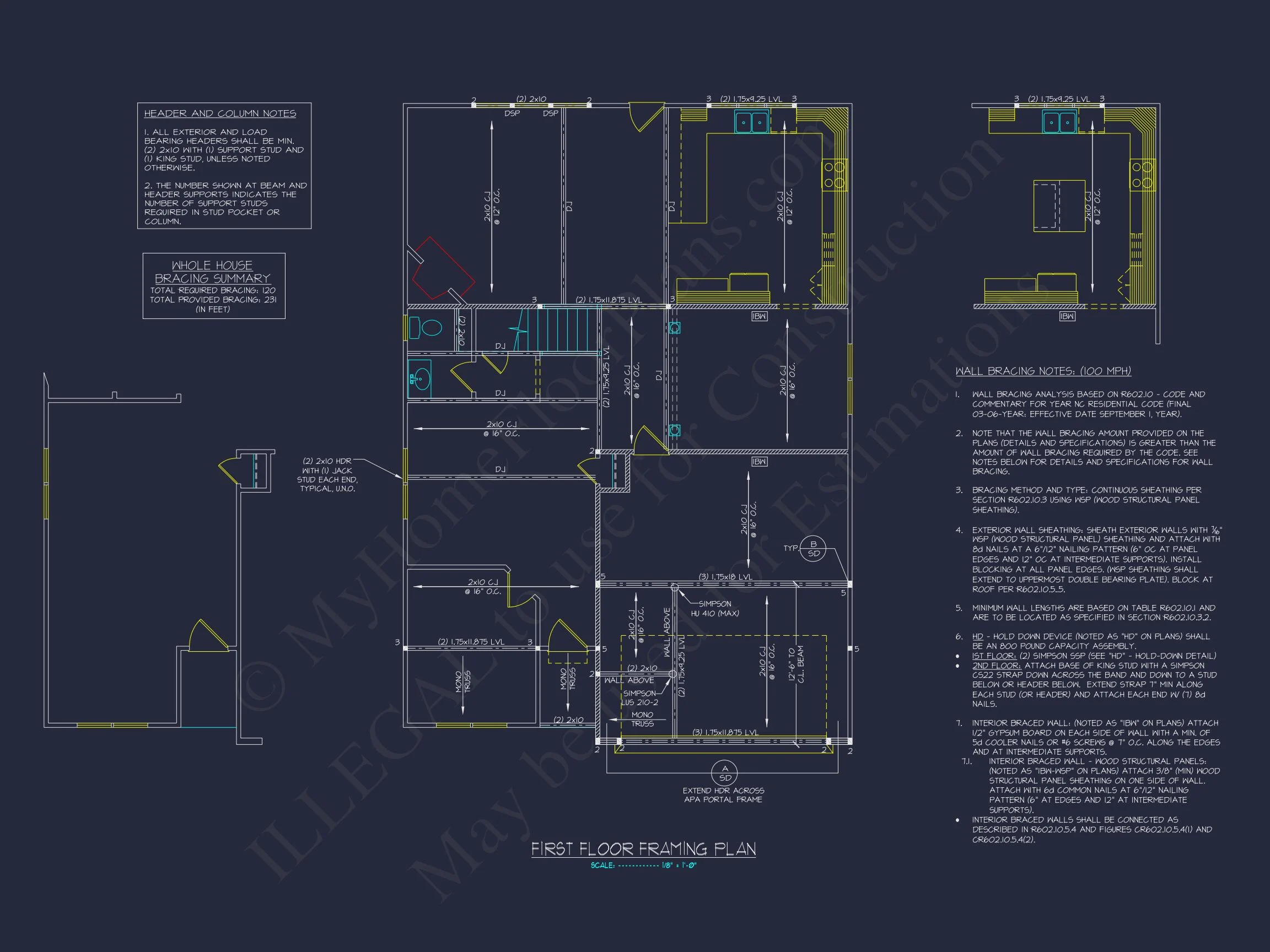 18-1165 HOUSE PLAN - House Plan with 2 Floors, 4 Beds, CAD Blueprint & Designs 10 house Plan with 2 Floors, 4 Beds, CAD Blueprint & Designs