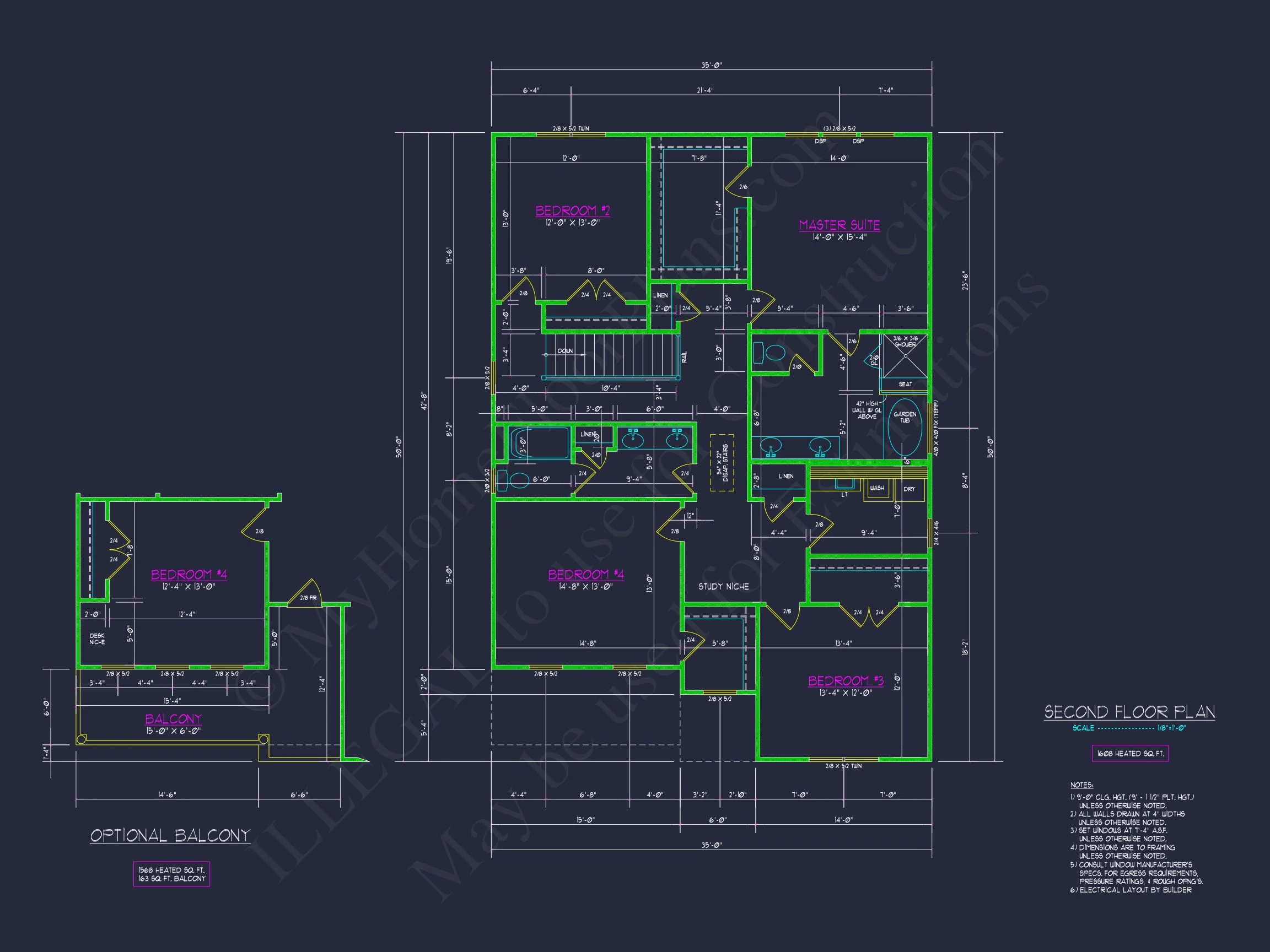 18-1165 HOUSE PLAN - House Plan with 2 Floors, 4 Beds, CAD Blueprint & Designs 8 house Plan with 2 Floors, 4 Beds, CAD Blueprint & Designs