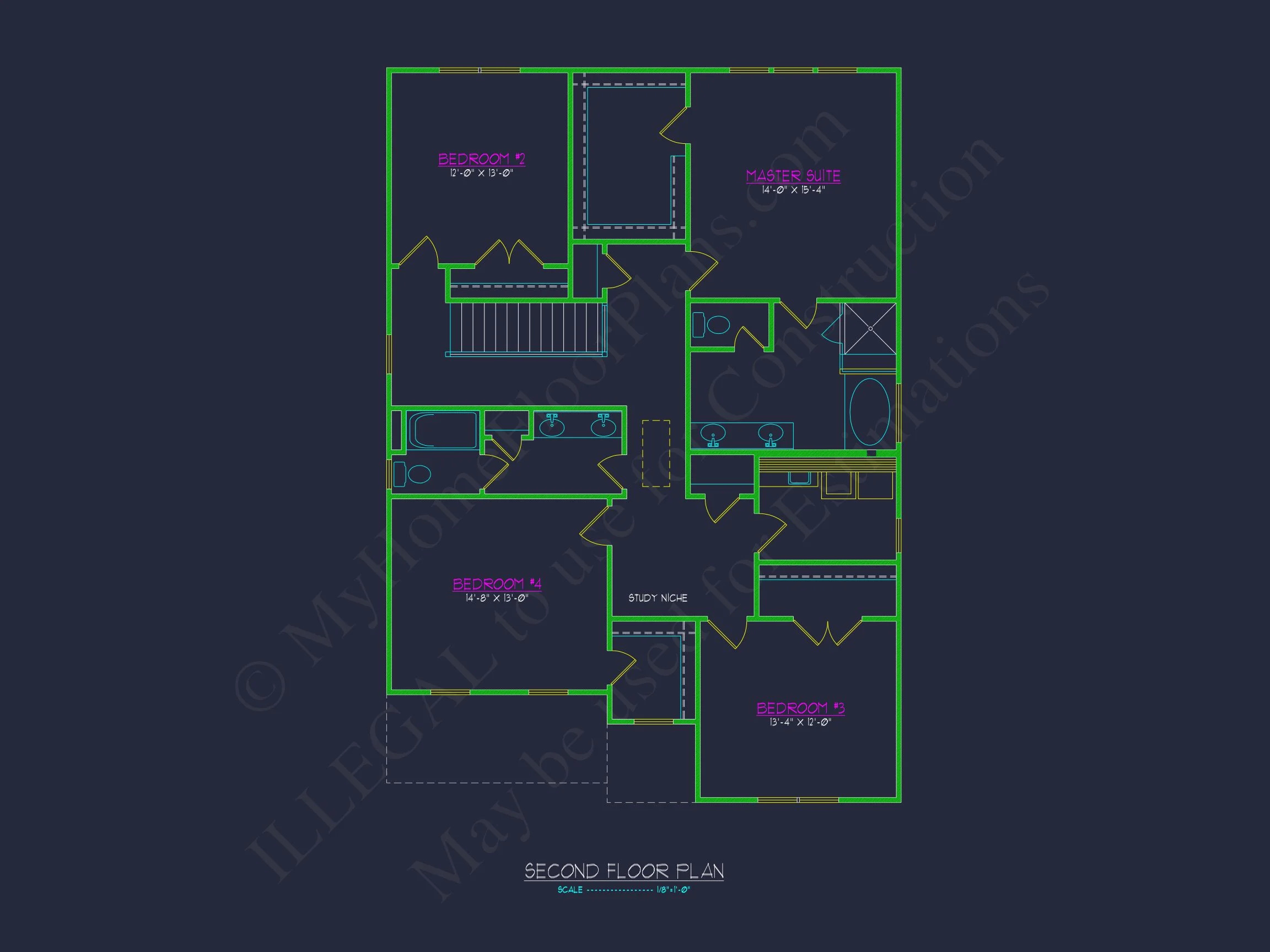 18-1165 HOUSE PLAN - House Plan with 2 Floors, 4 Beds, CAD Blueprint & Designs 7 house Plan with 2 Floors, 4 Beds, CAD Blueprint & Designs