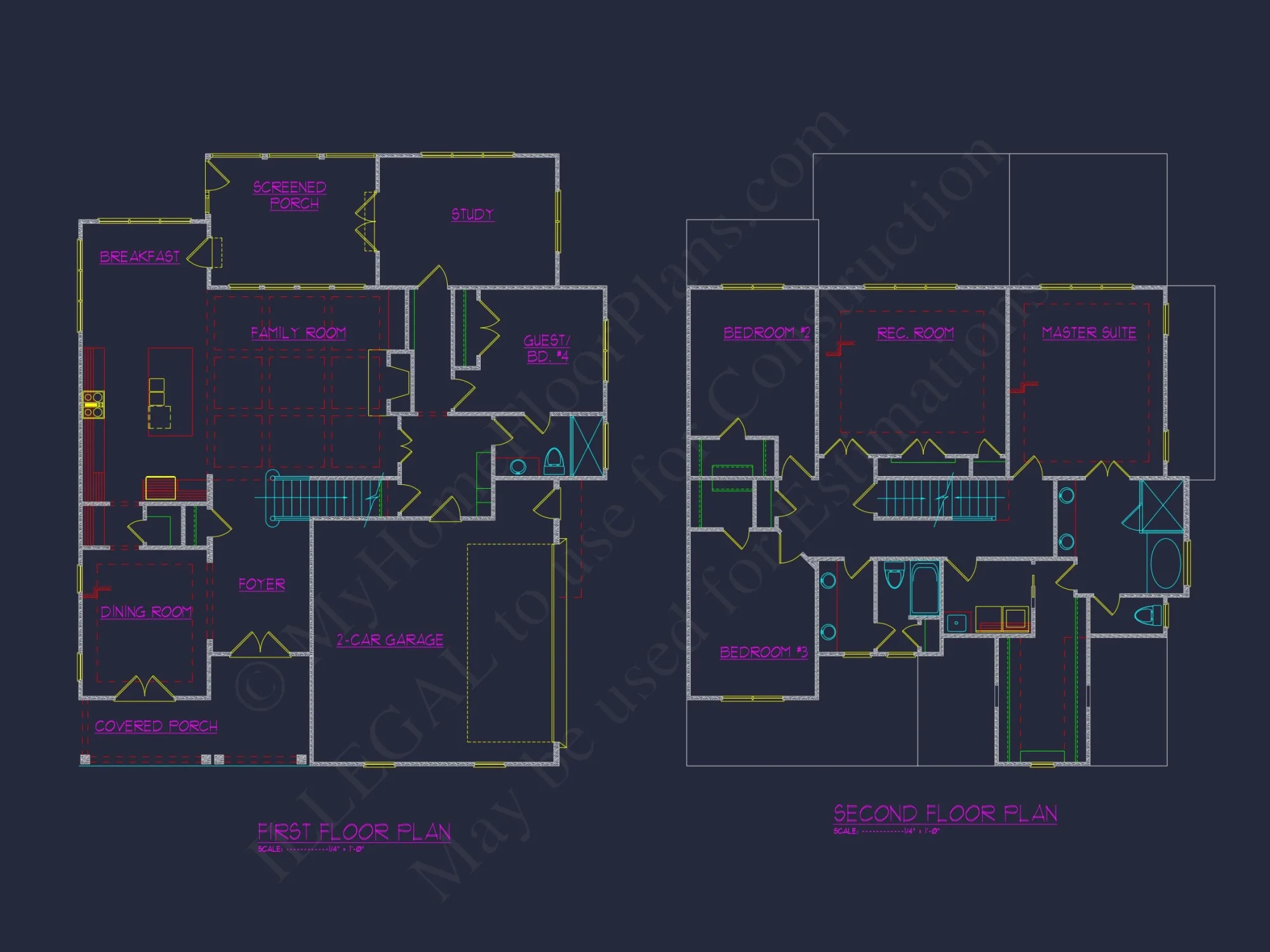 Elegant House Plan with 2 Floors, CAD Blueprint & Design Details