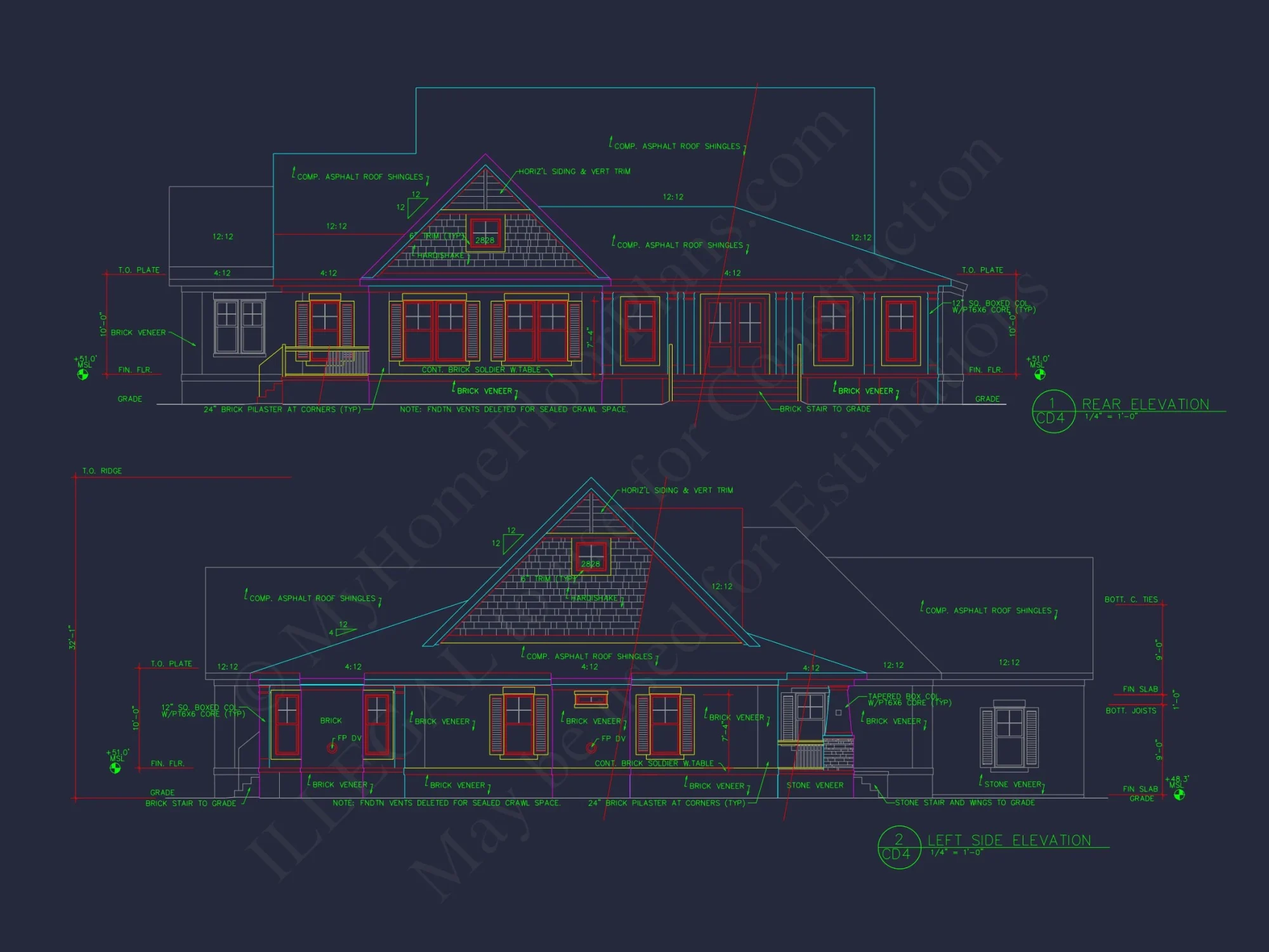 Spacious house Plan with 2-Story Designs, 4 Bedrooms & CAD