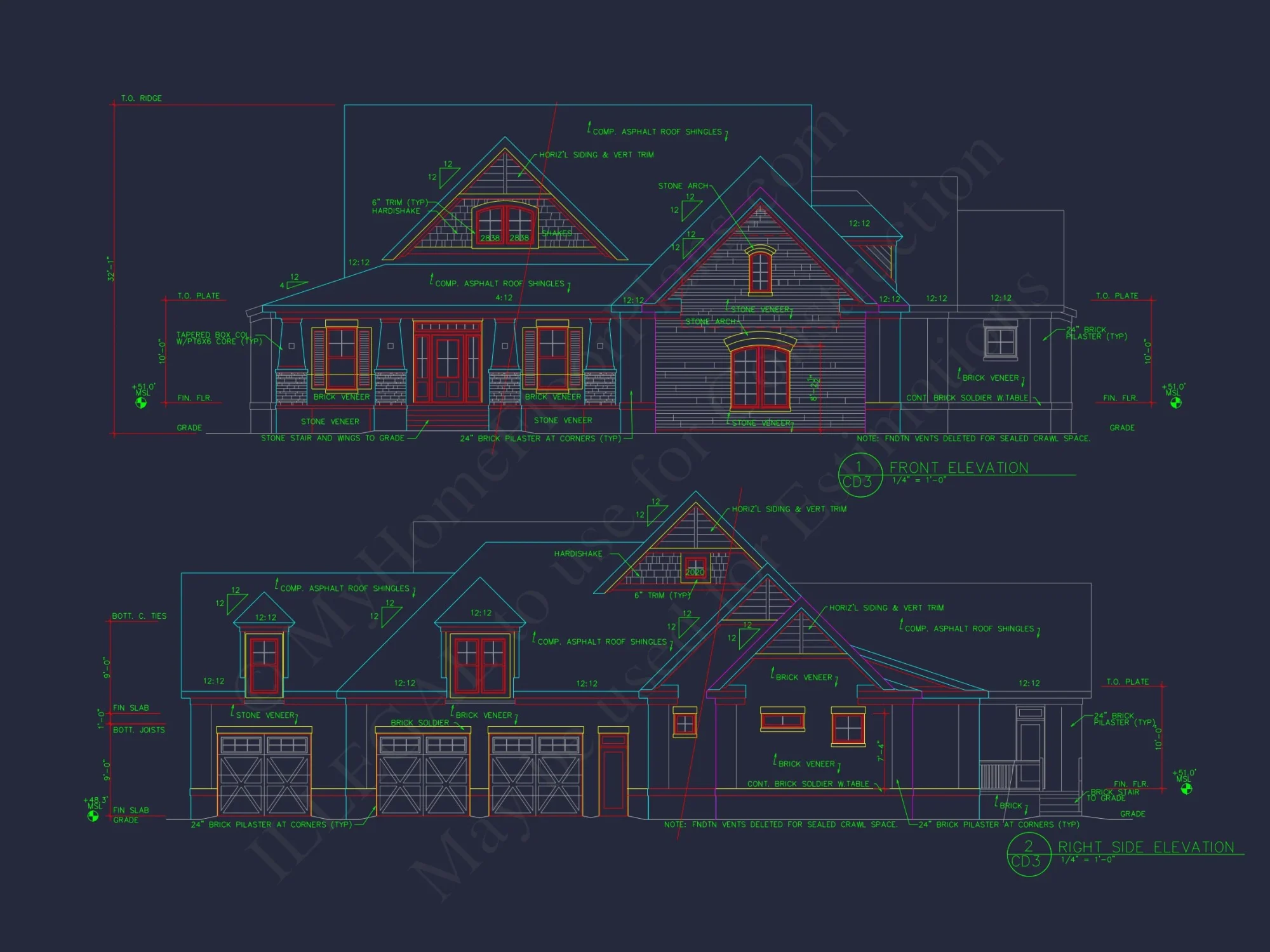 Spacious house Plan with 2-Story Designs, 4 Bedrooms & CAD