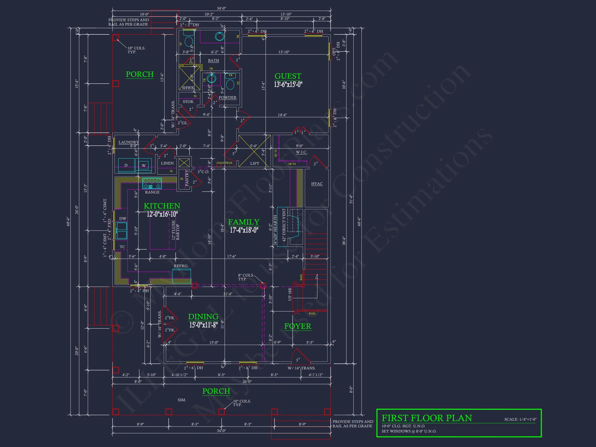 17-1189 HOUSE PLAN - Southern Colonial Farmhouse House Plan with Detailed CAD Designs 7 Southern Colonial Farmhouse house Plan with Detailed CAD Designs